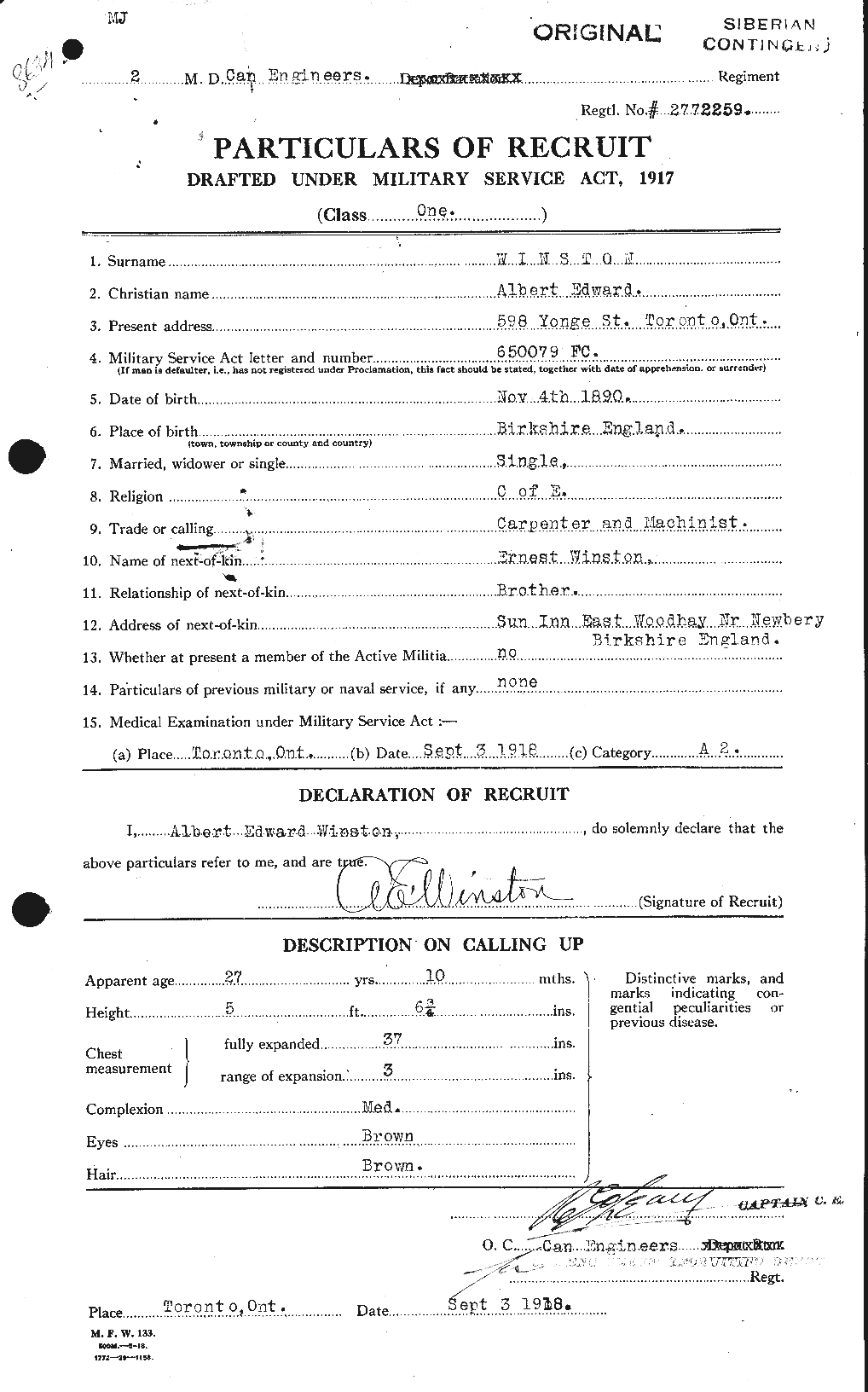 Personnel Records of the First World War - CEF 679254a