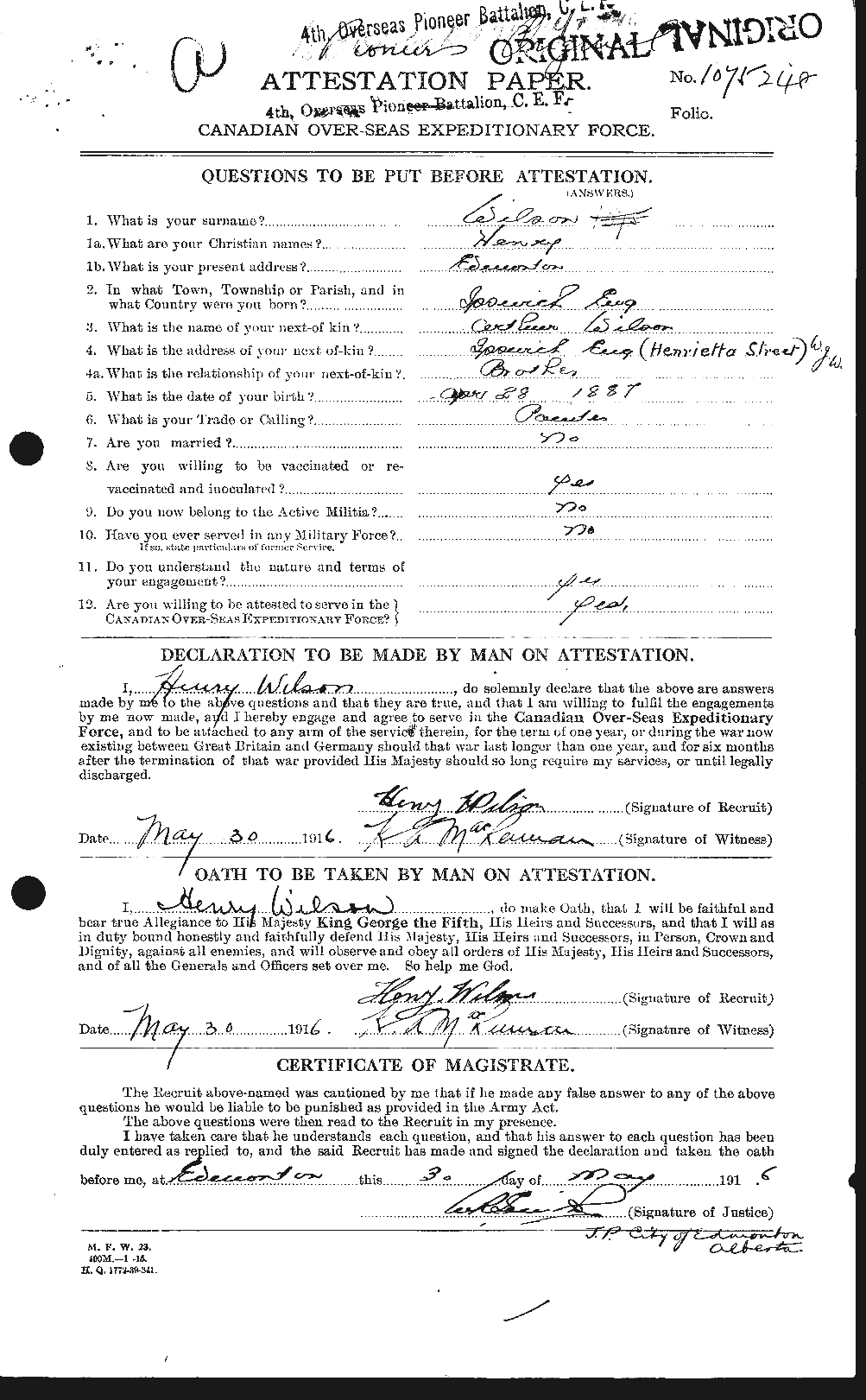 Personnel Records of the First World War - CEF 679500a