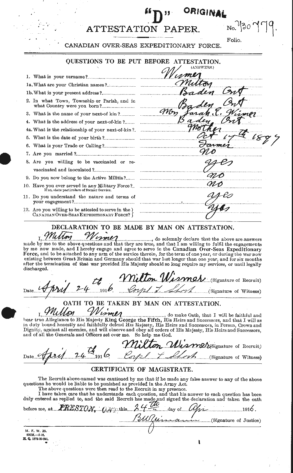 Personnel Records of the First World War - CEF 679833a
