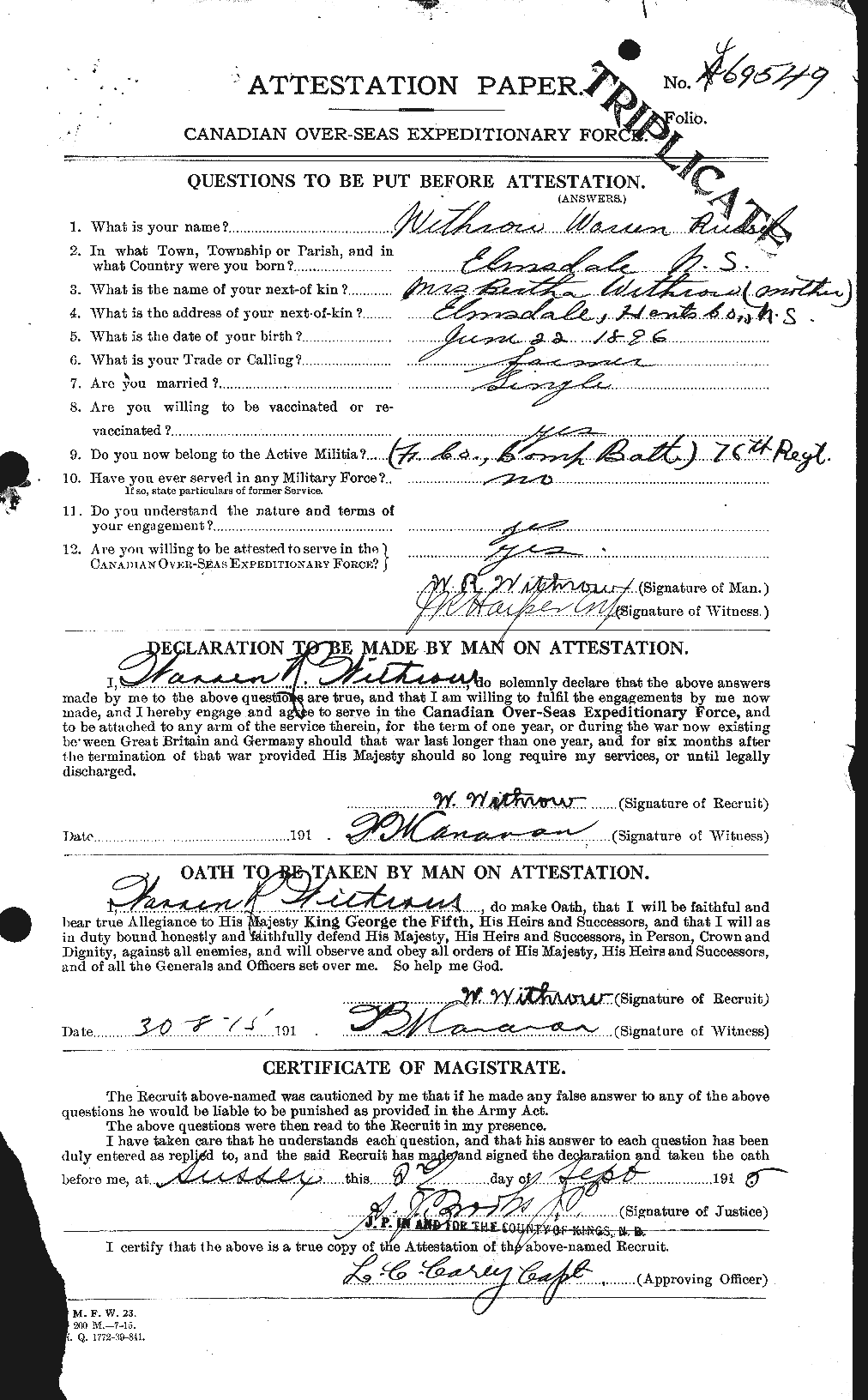Personnel Records of the First World War - CEF 680030a