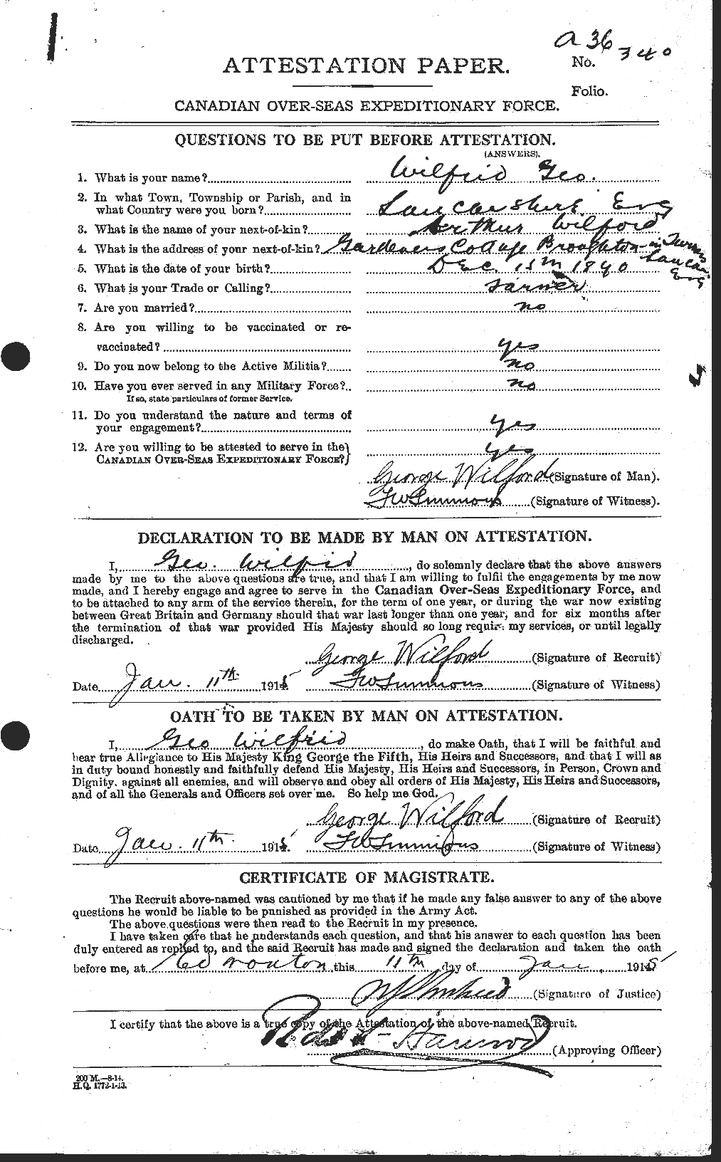 Dossiers du Personnel de la Première Guerre mondiale - CEC 680280a