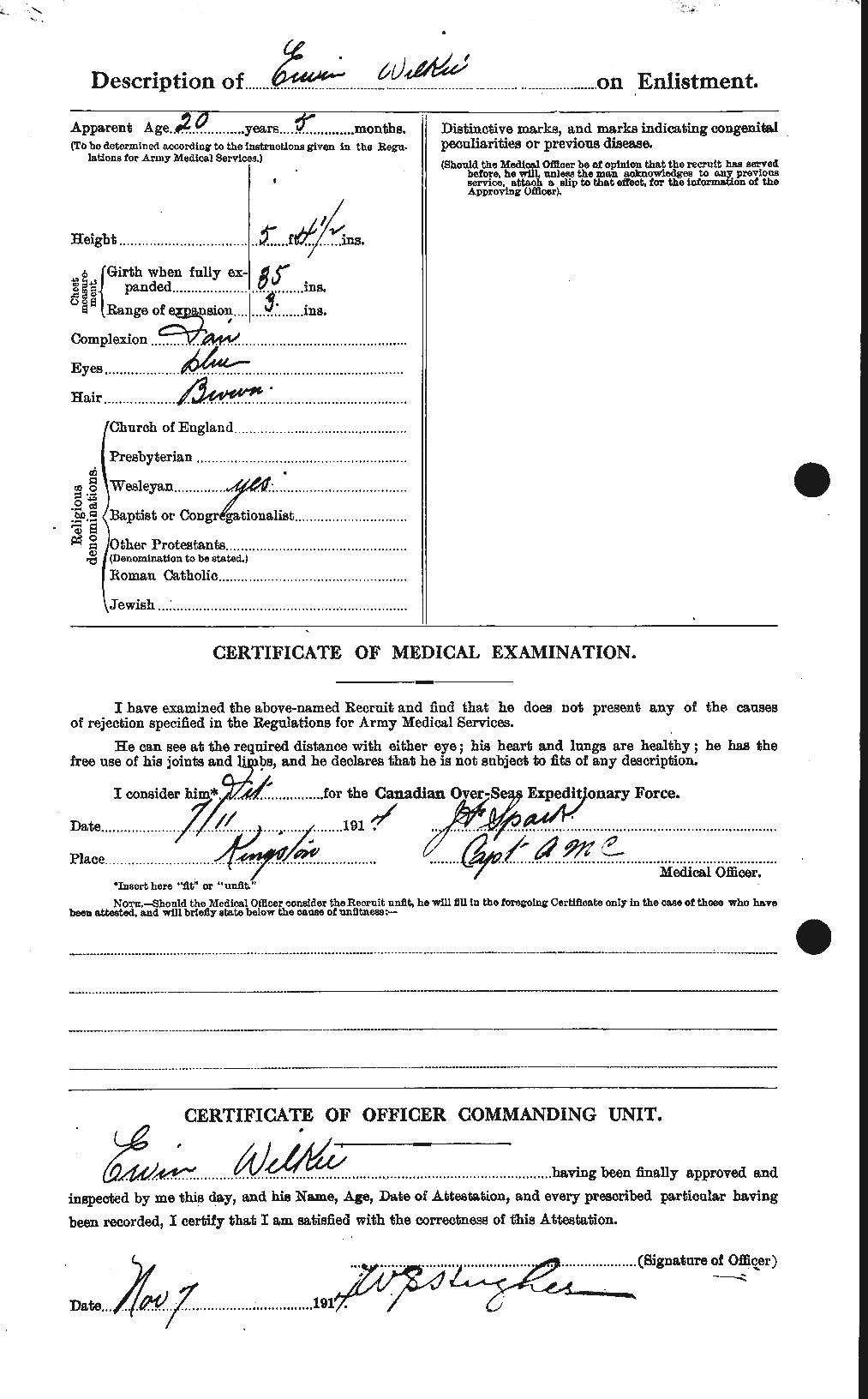 Dossiers du Personnel de la Première Guerre mondiale - CEC 680427b