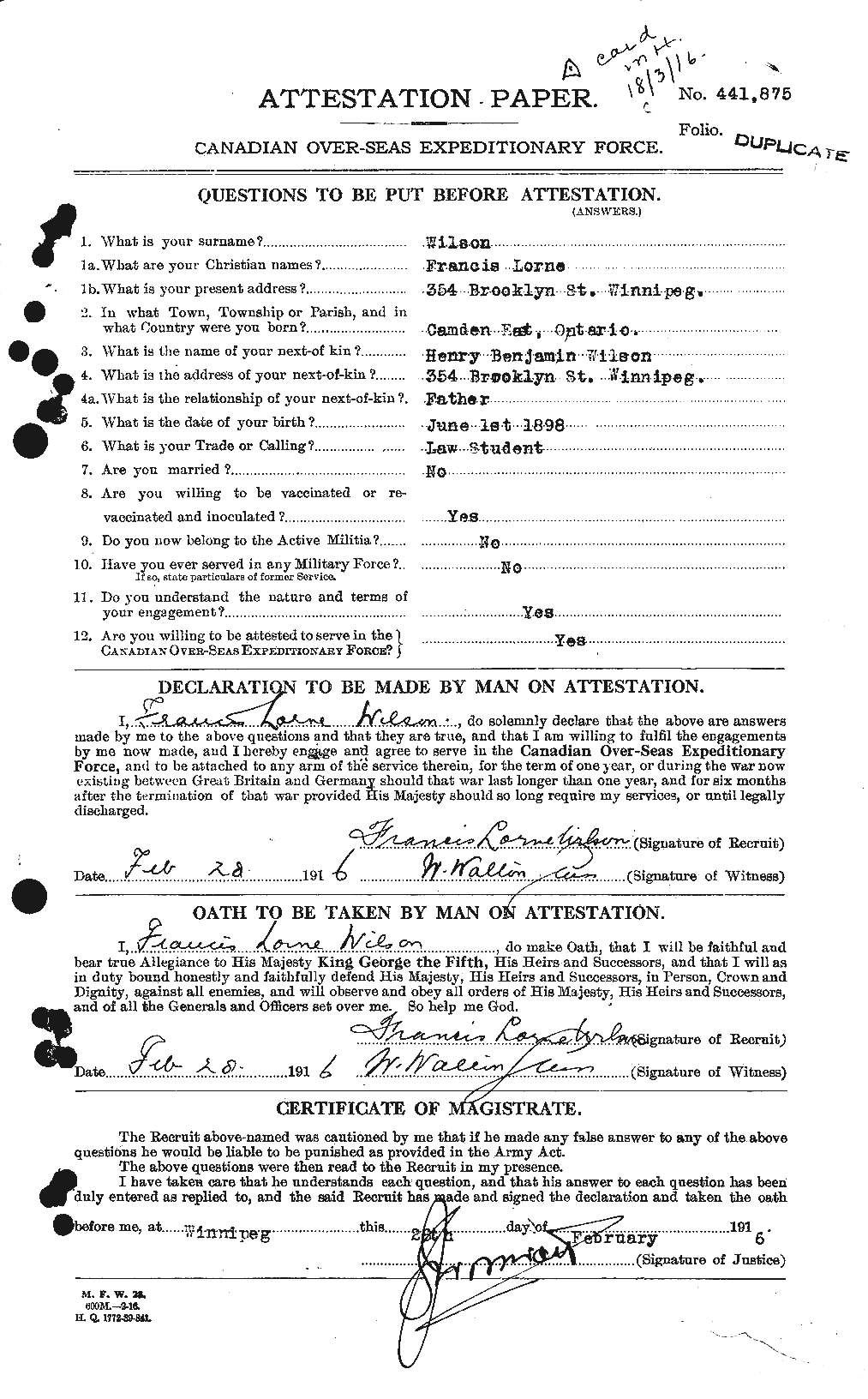 Personnel Records of the First World War - CEF 680624a