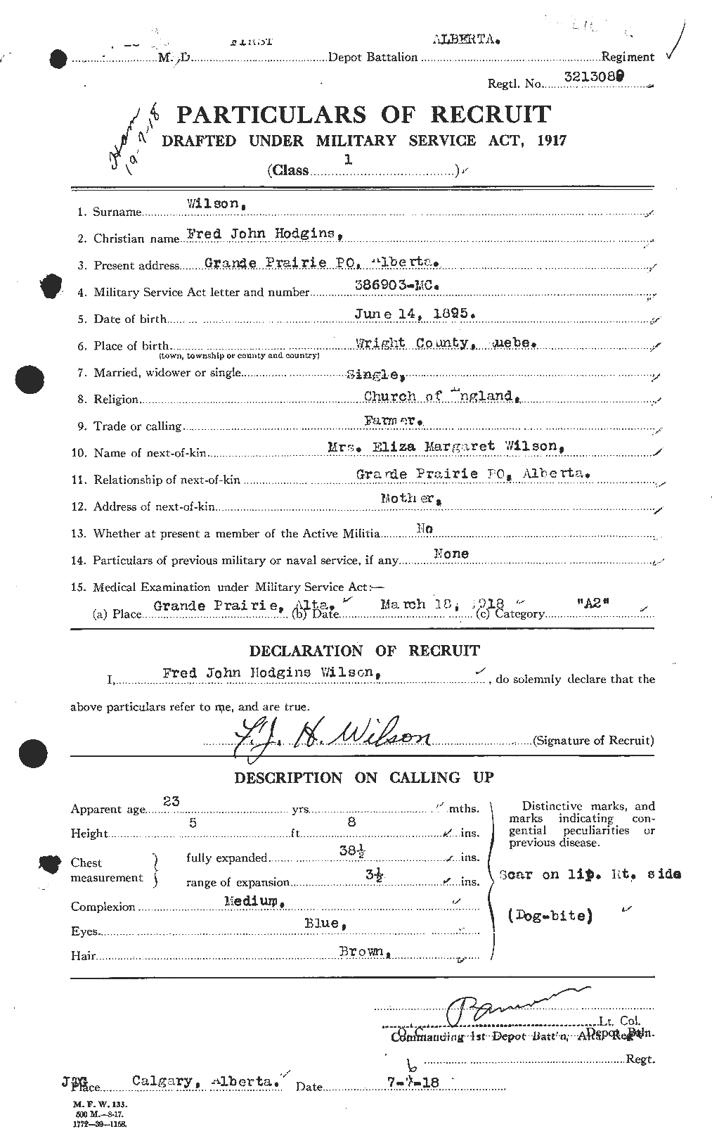Dossiers du Personnel de la Première Guerre mondiale - CEC 680705a