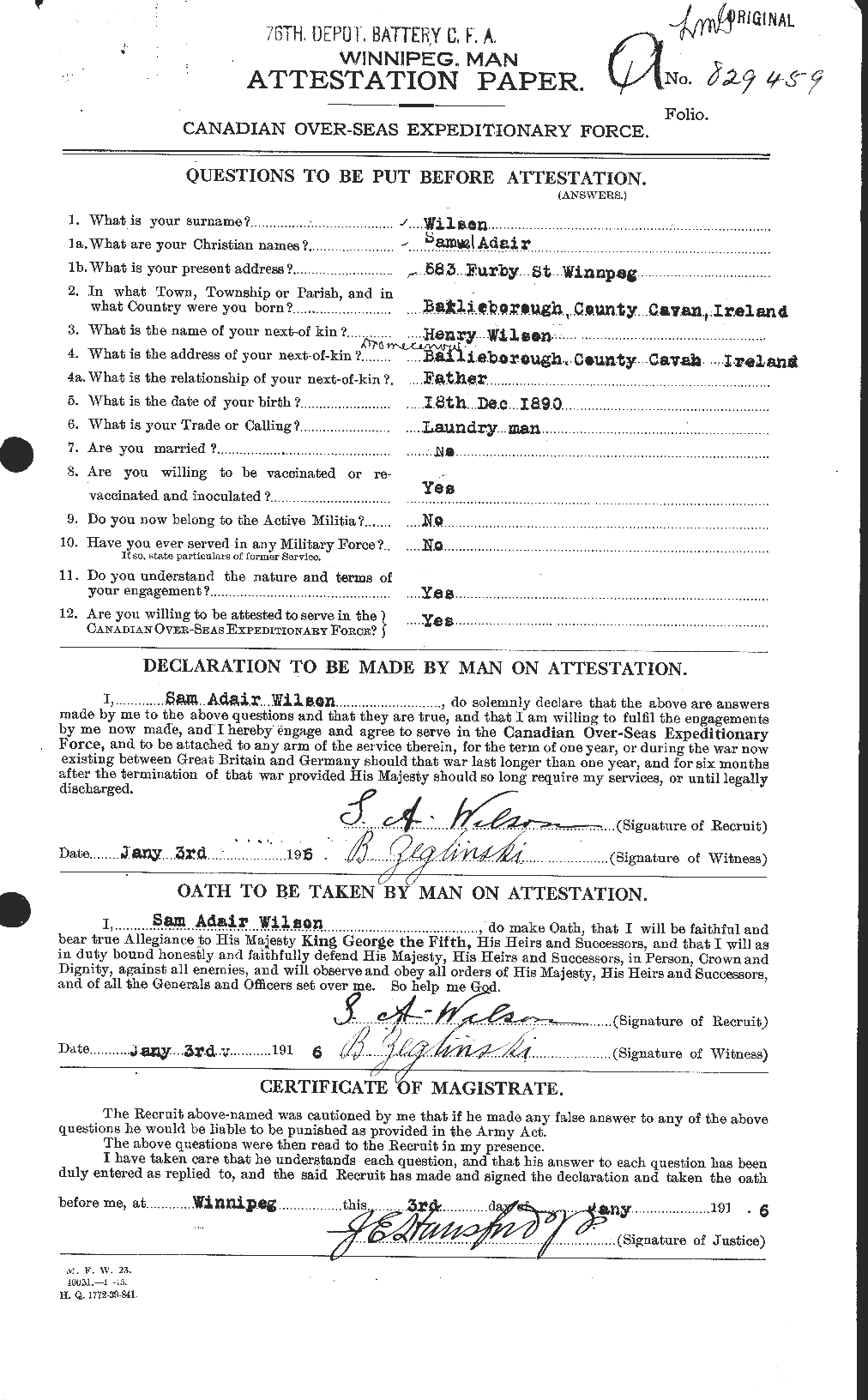 Personnel Records of the First World War - CEF 681109a