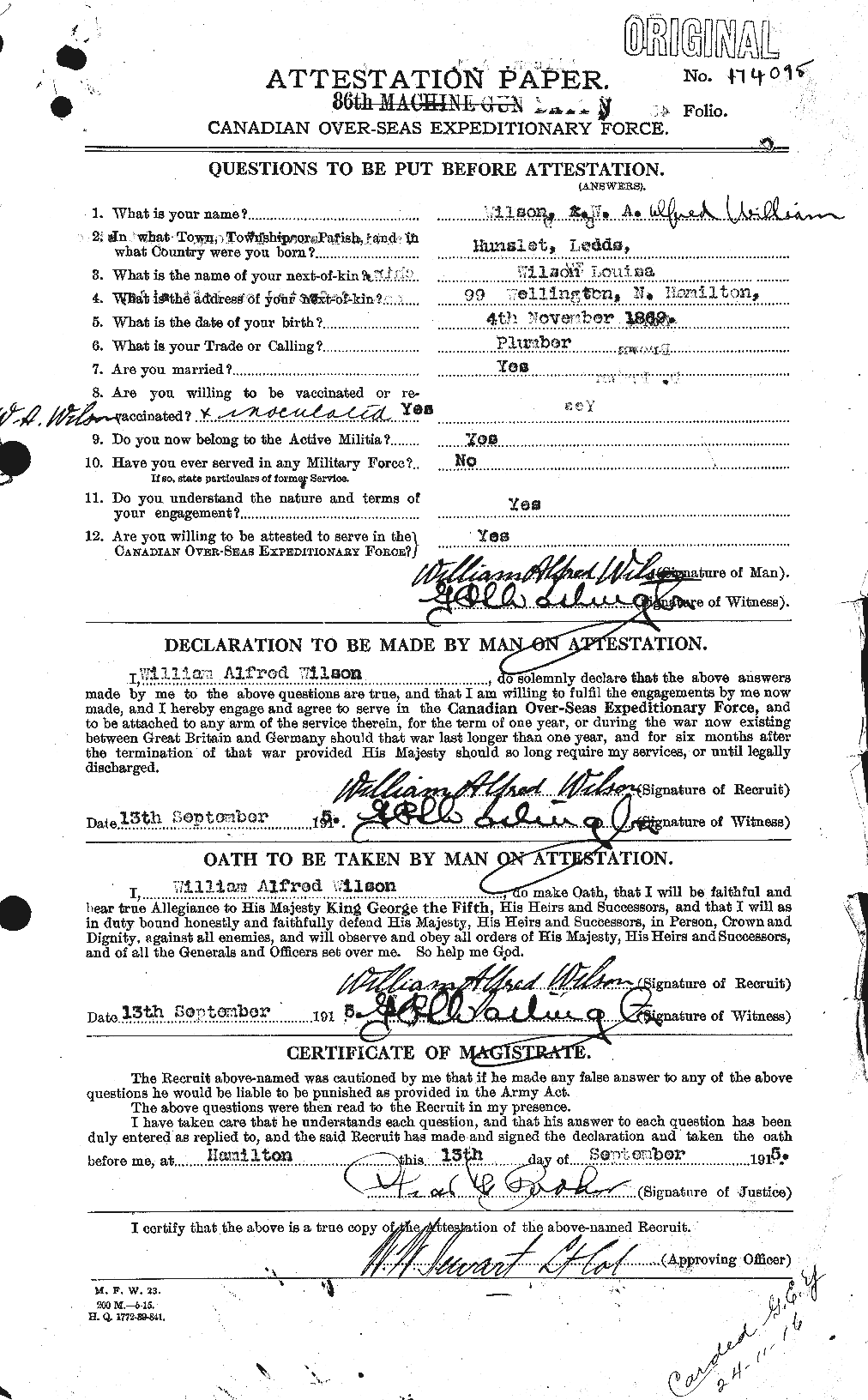 Dossiers du Personnel de la Première Guerre mondiale - CEC 681928a