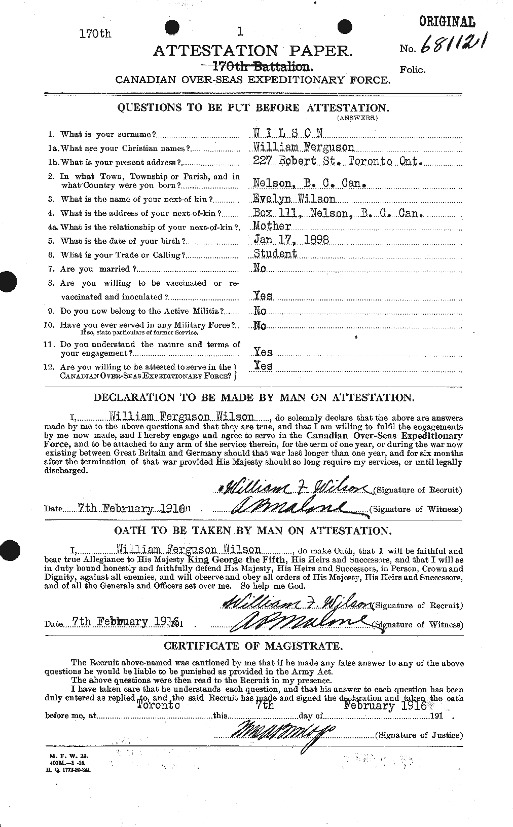 Personnel Records of the First World War - CEF 681987a