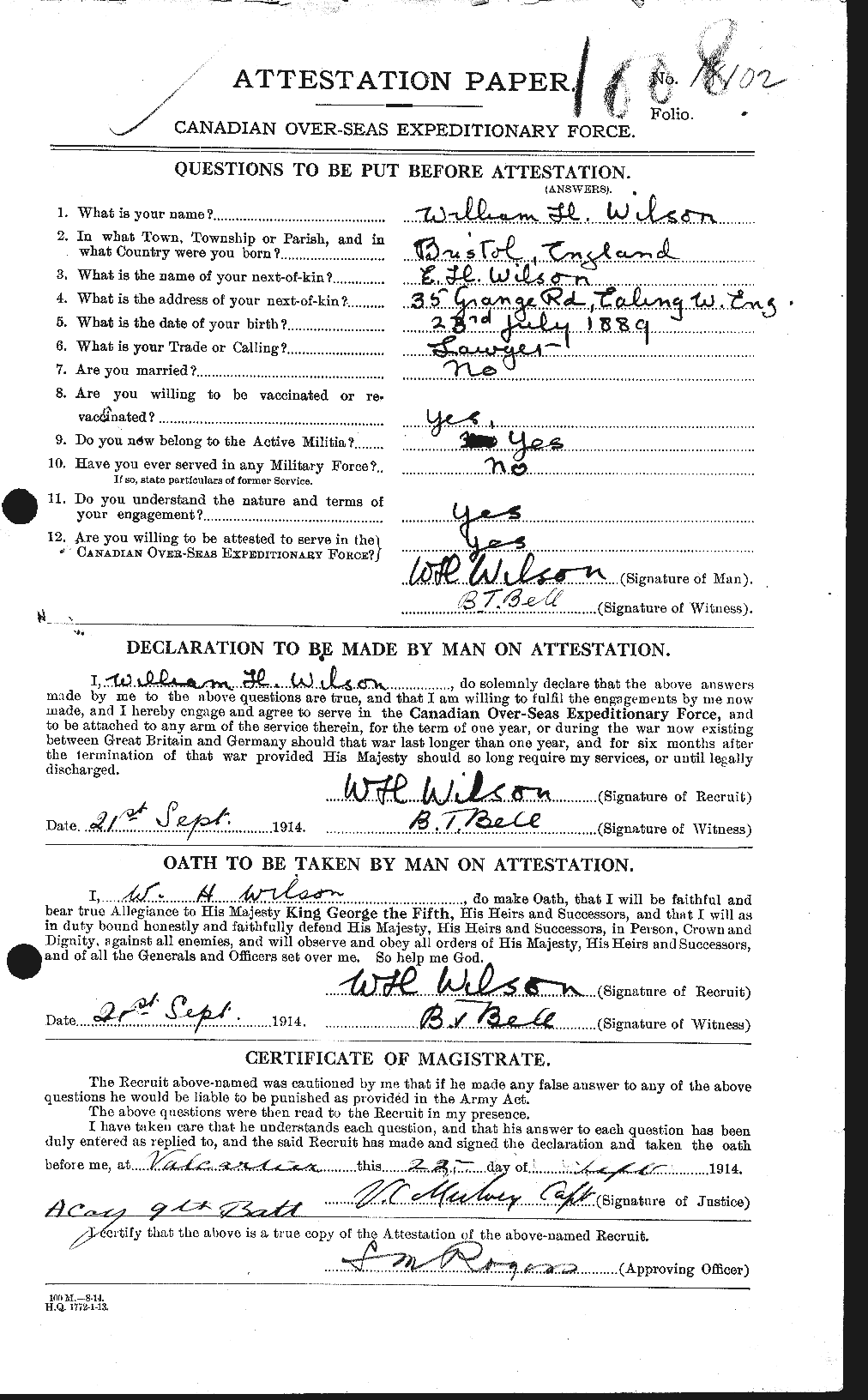 Personnel Records of the First World War - CEF 682008a