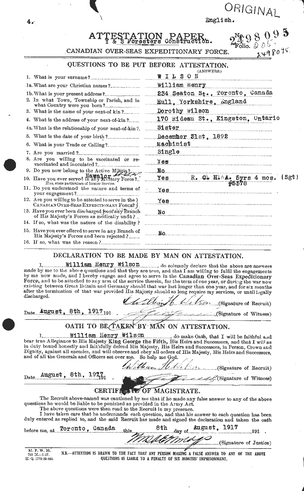 Personnel Records of the First World War - CEF 682018a