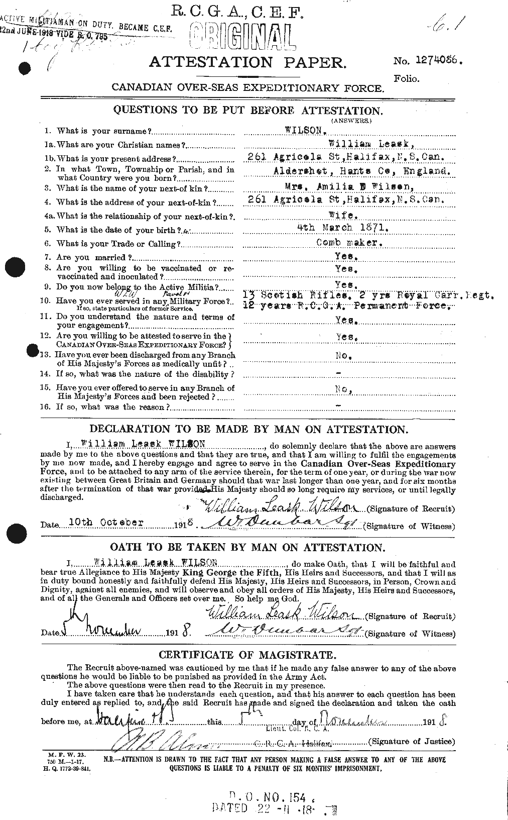 Personnel Records of the First World War - CEF 684071a