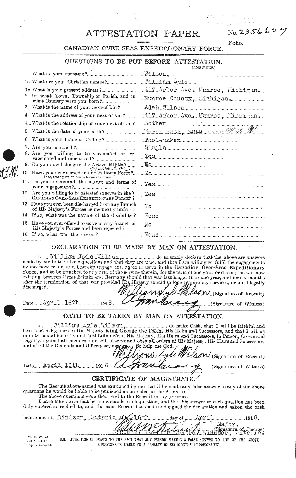Personnel Records of the First World War - CEF 684073a