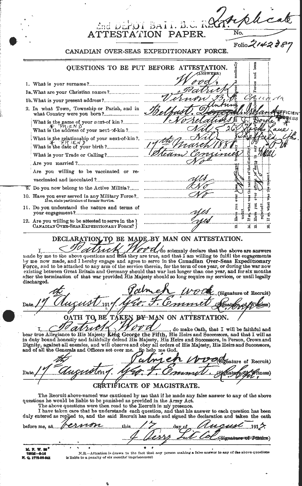 Personnel Records of the First World War - CEF 684710a
