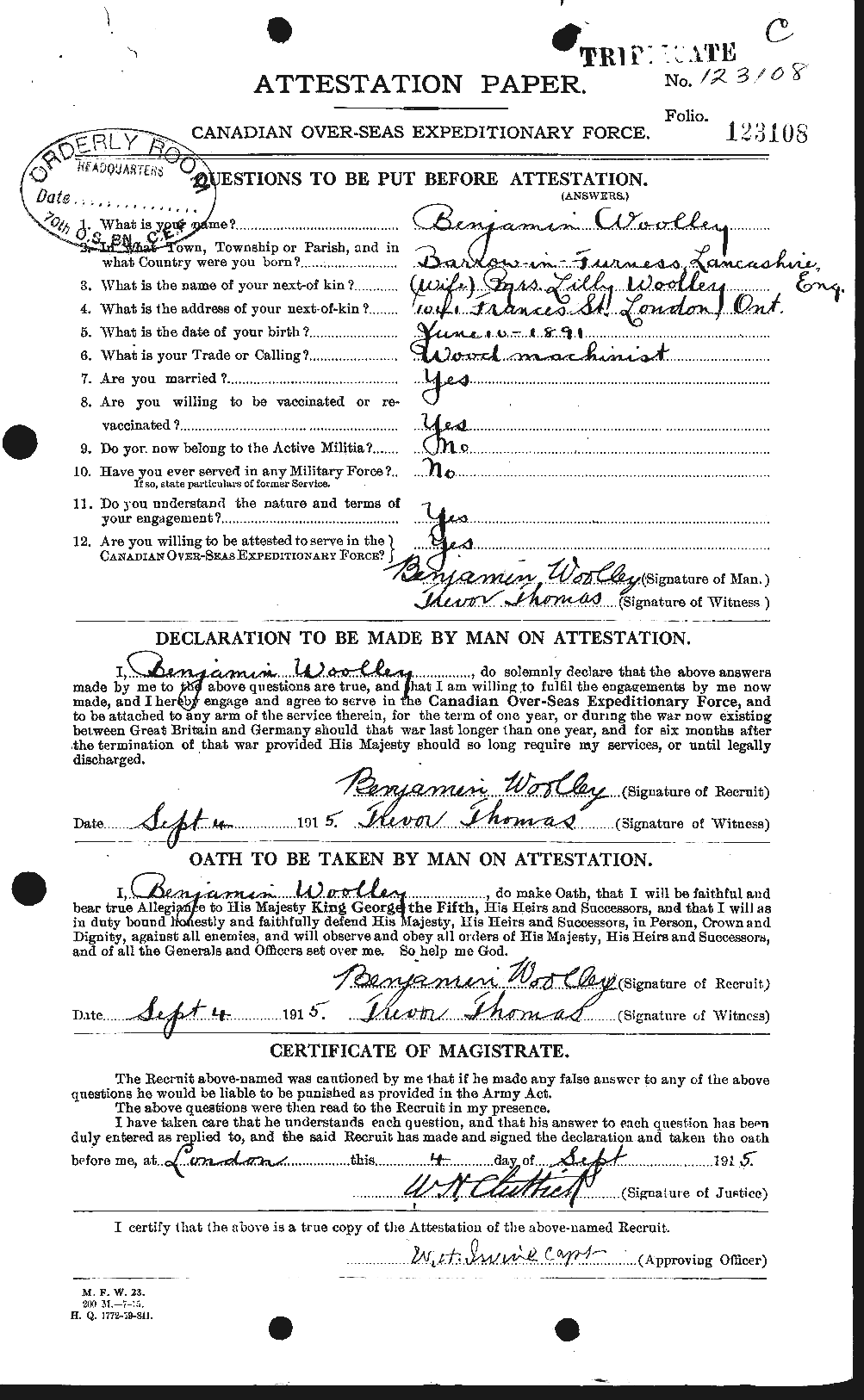 Personnel Records of the First World War - CEF 685129a
