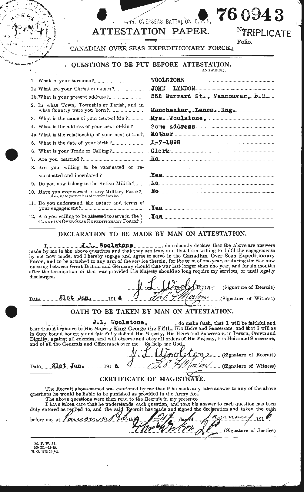 Personnel Records of the First World War - CEF 685266a