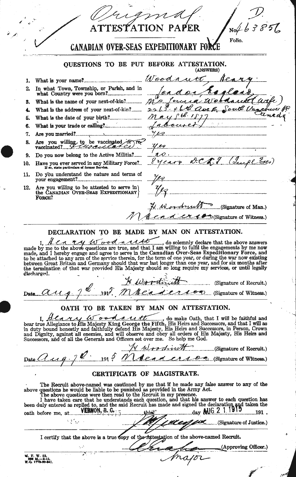 Personnel Records of the First World War - CEF 685598a
