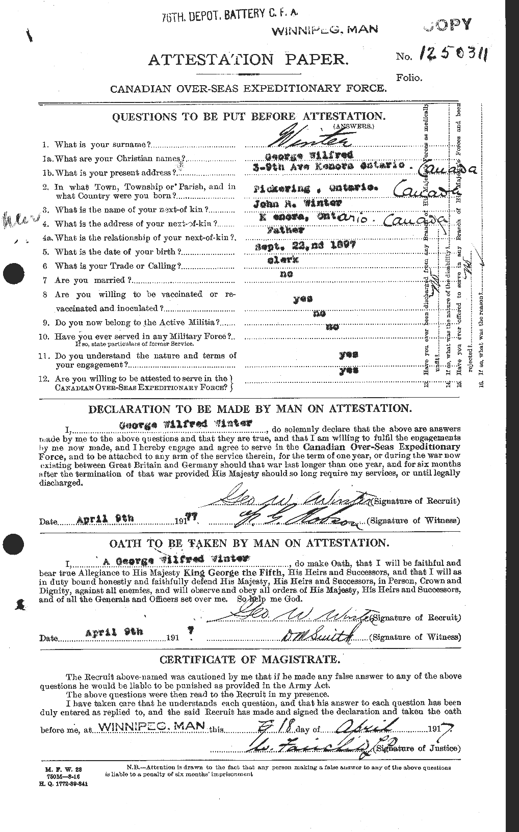 Personnel Records of the First World War - CEF 685721a