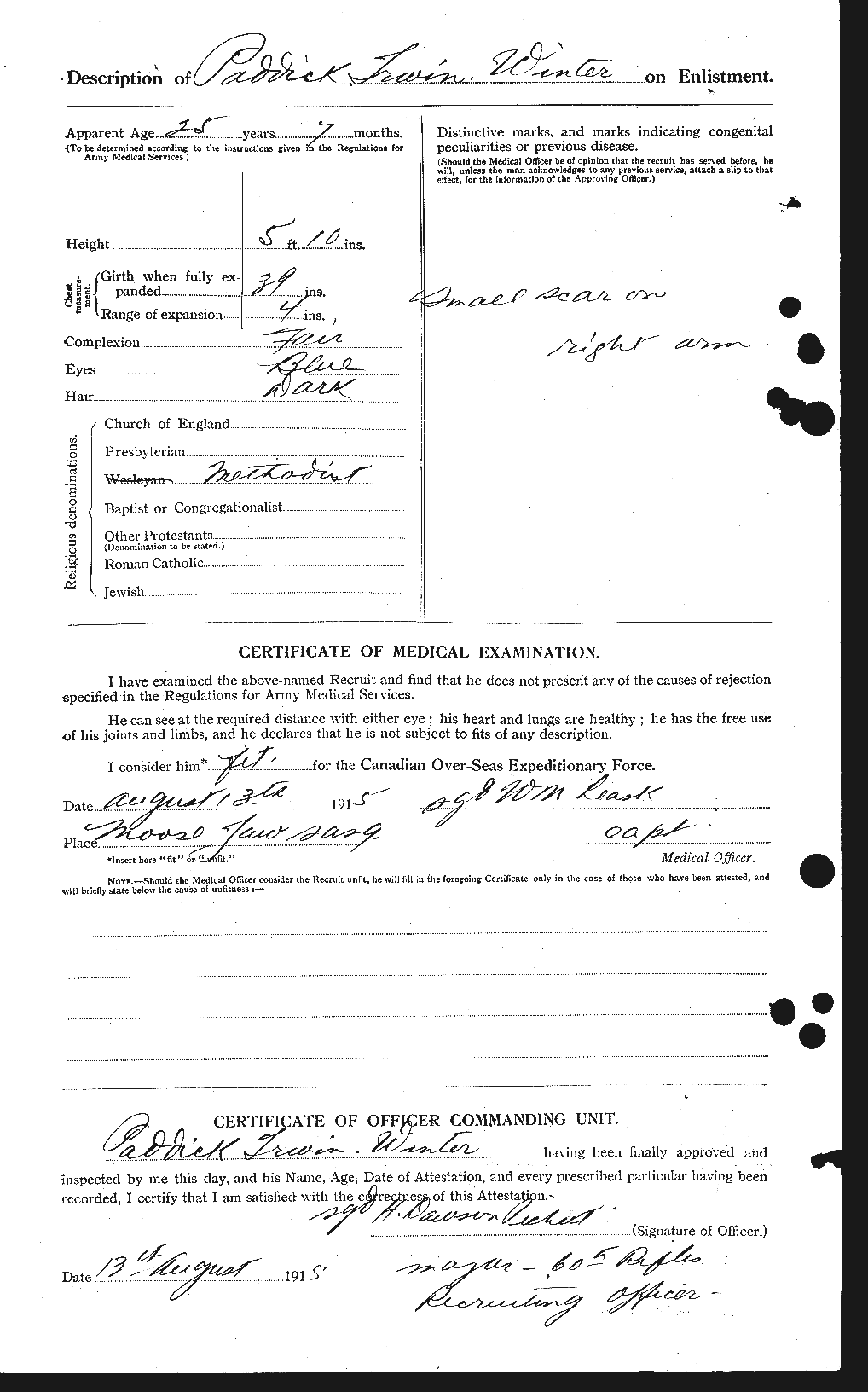 Dossiers du Personnel de la Première Guerre mondiale - CEC 685765b