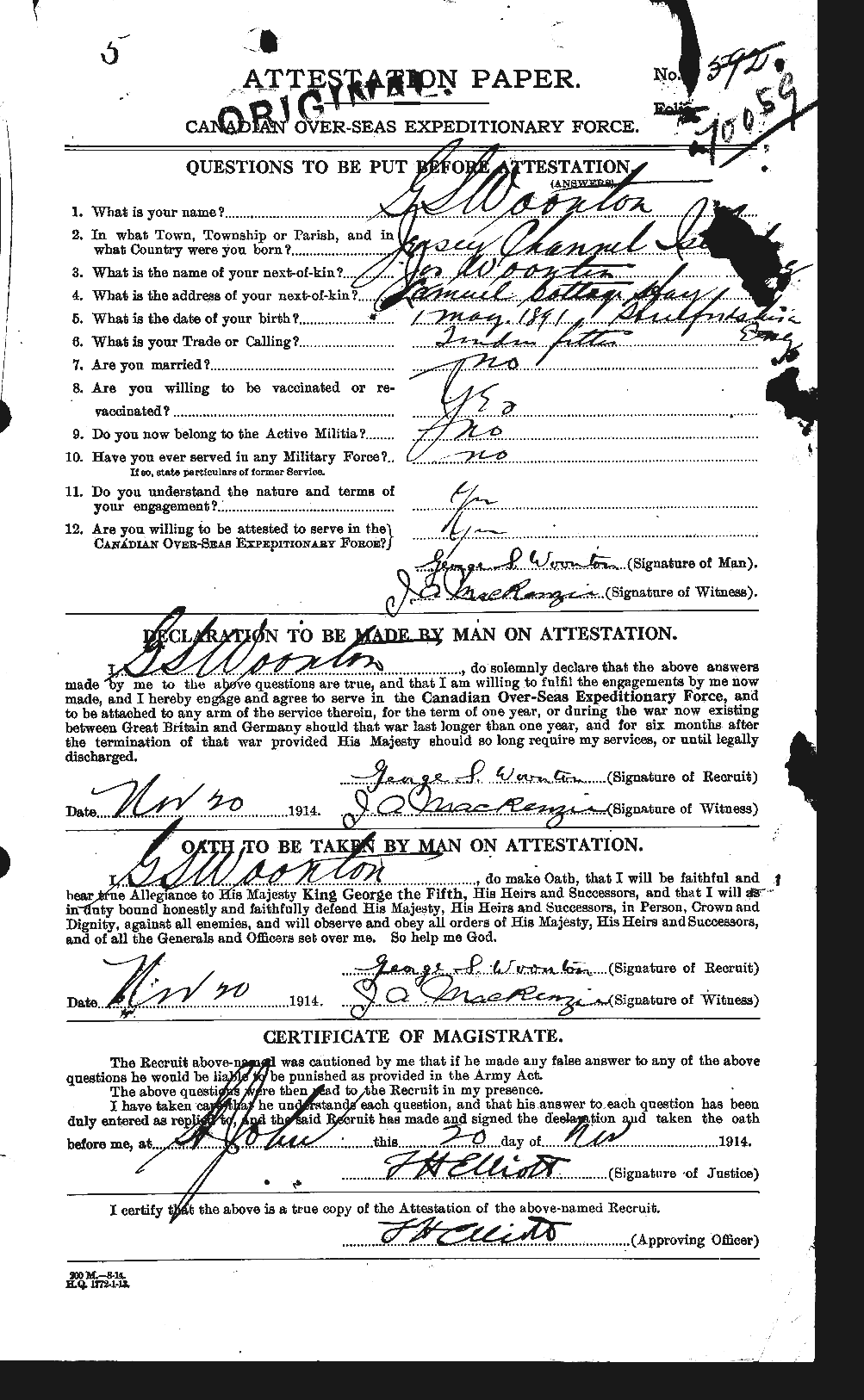 Personnel Records of the First World War - CEF 686063a