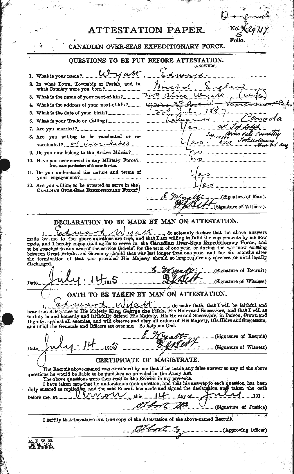 Personnel Records of the First World War - CEF 686520a