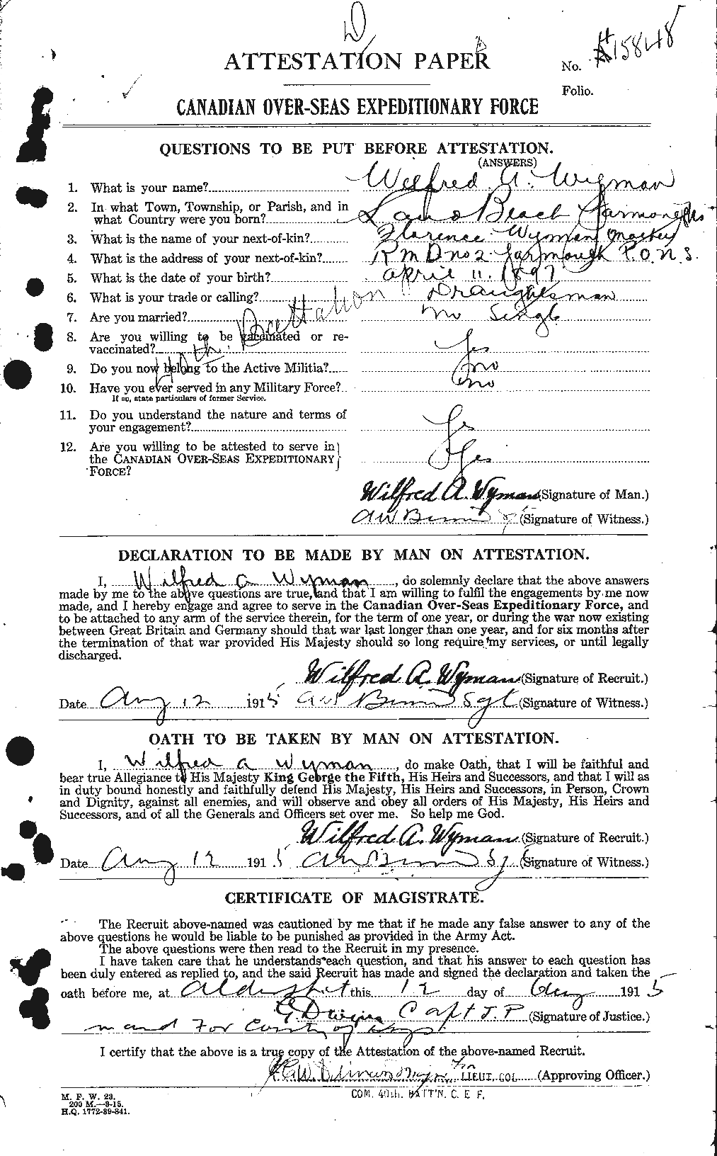 Personnel Records of the First World War - CEF 686860a