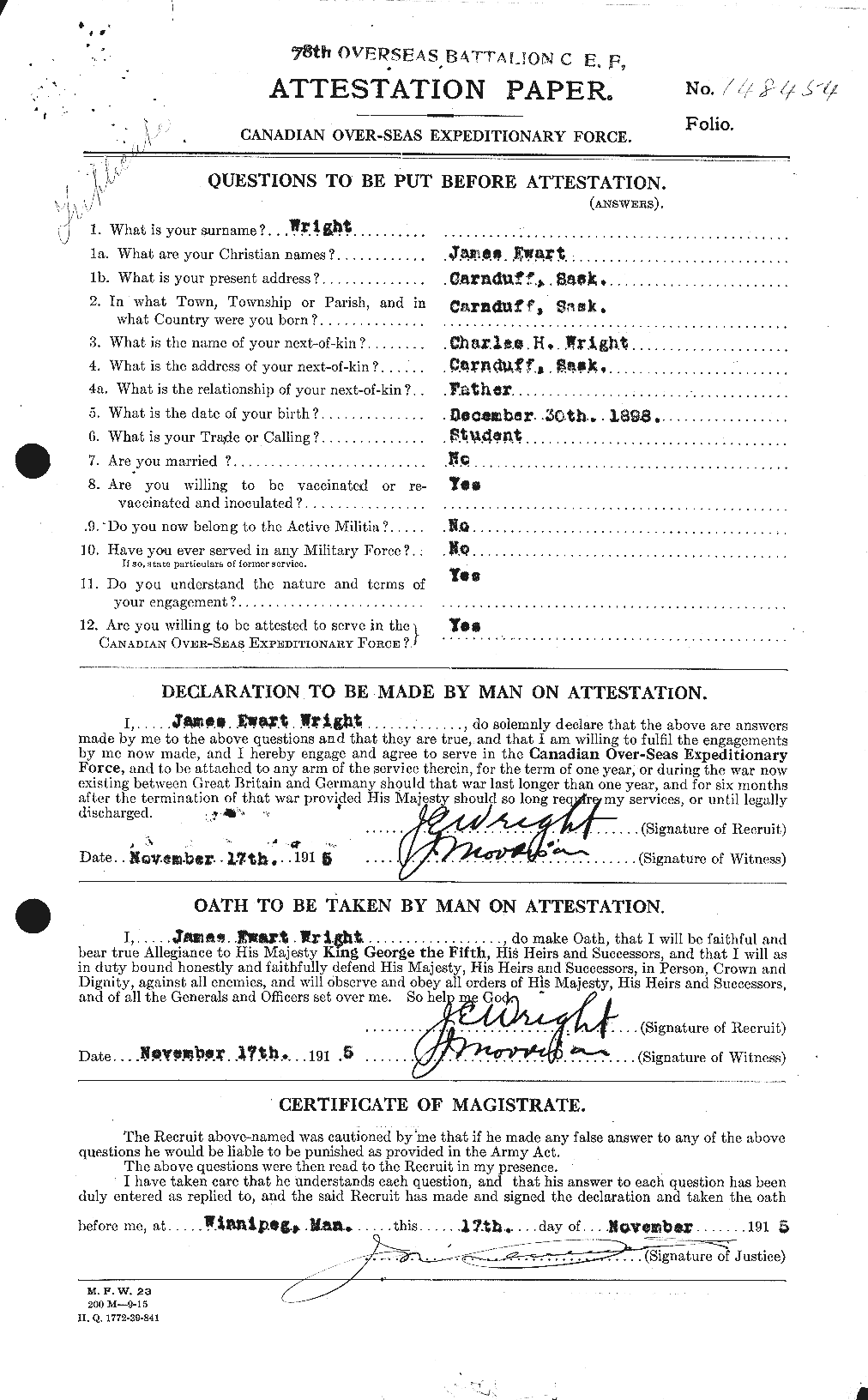 Personnel Records of the First World War - CEF 687015a