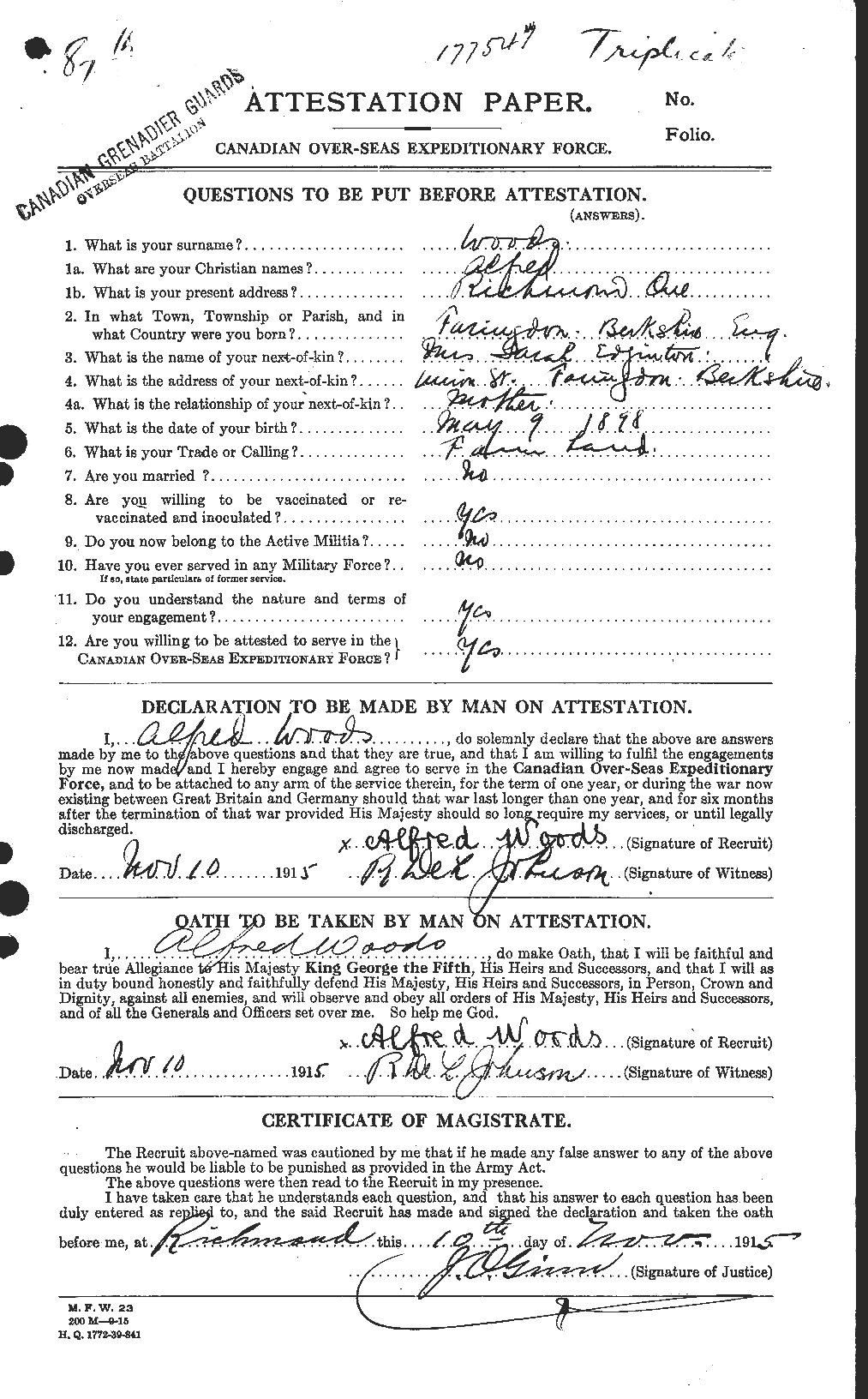 Personnel Records of the First World War - CEF 687677a