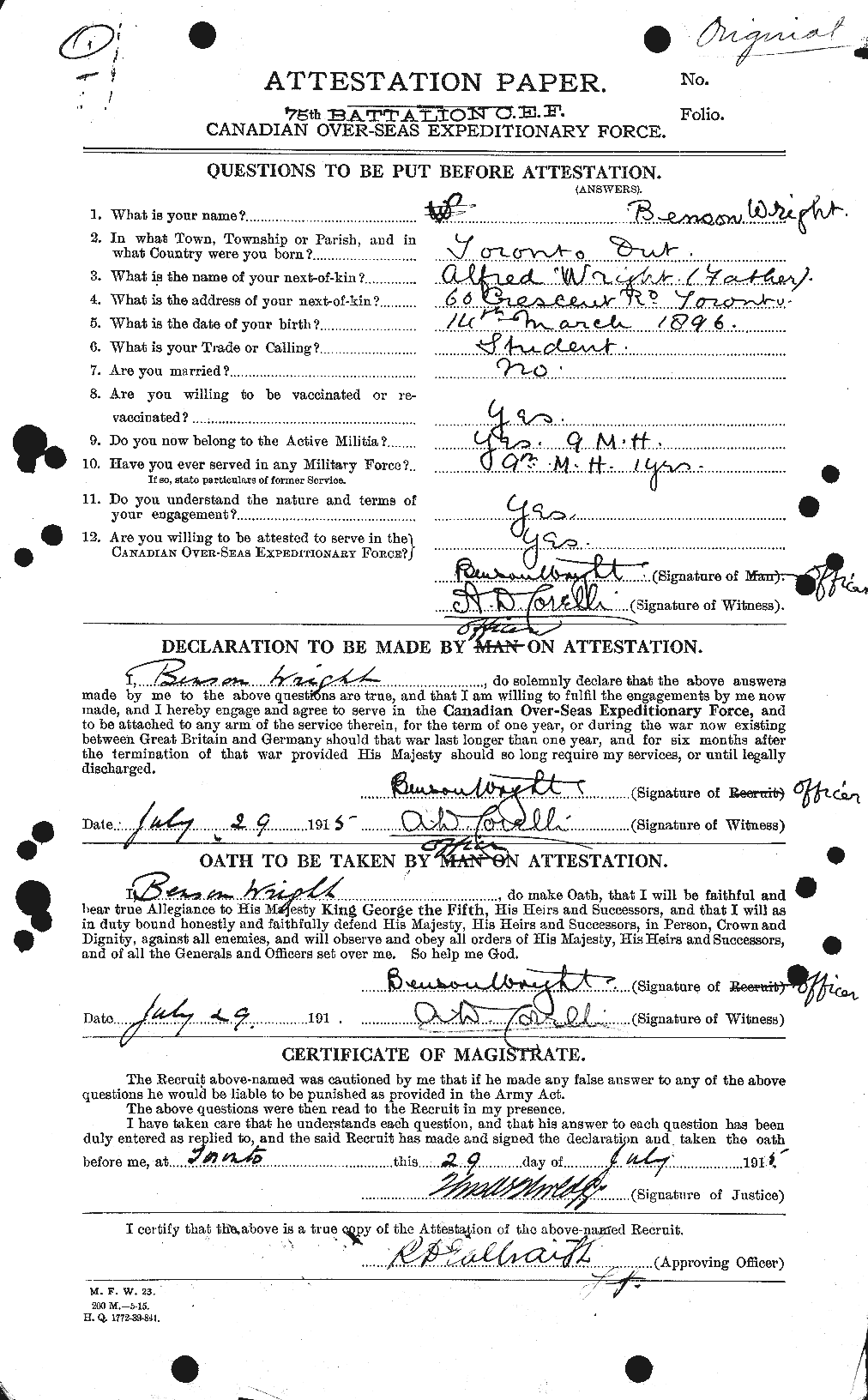 Personnel Records of the First World War - CEF 688200a