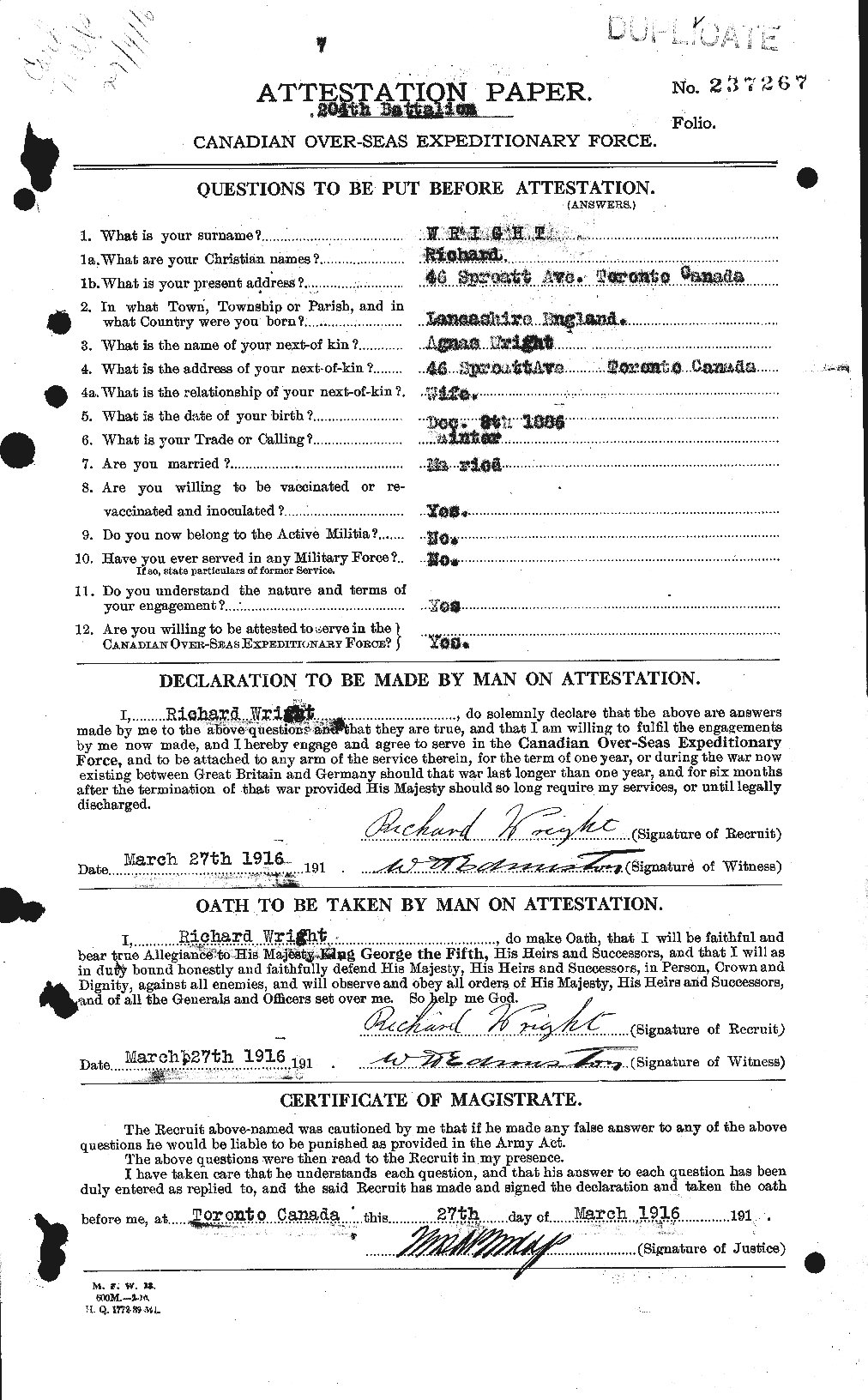 Personnel Records of the First World War - CEF 688483a