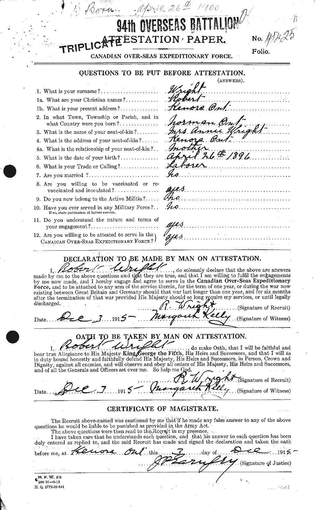 Personnel Records of the First World War - CEF 688497a