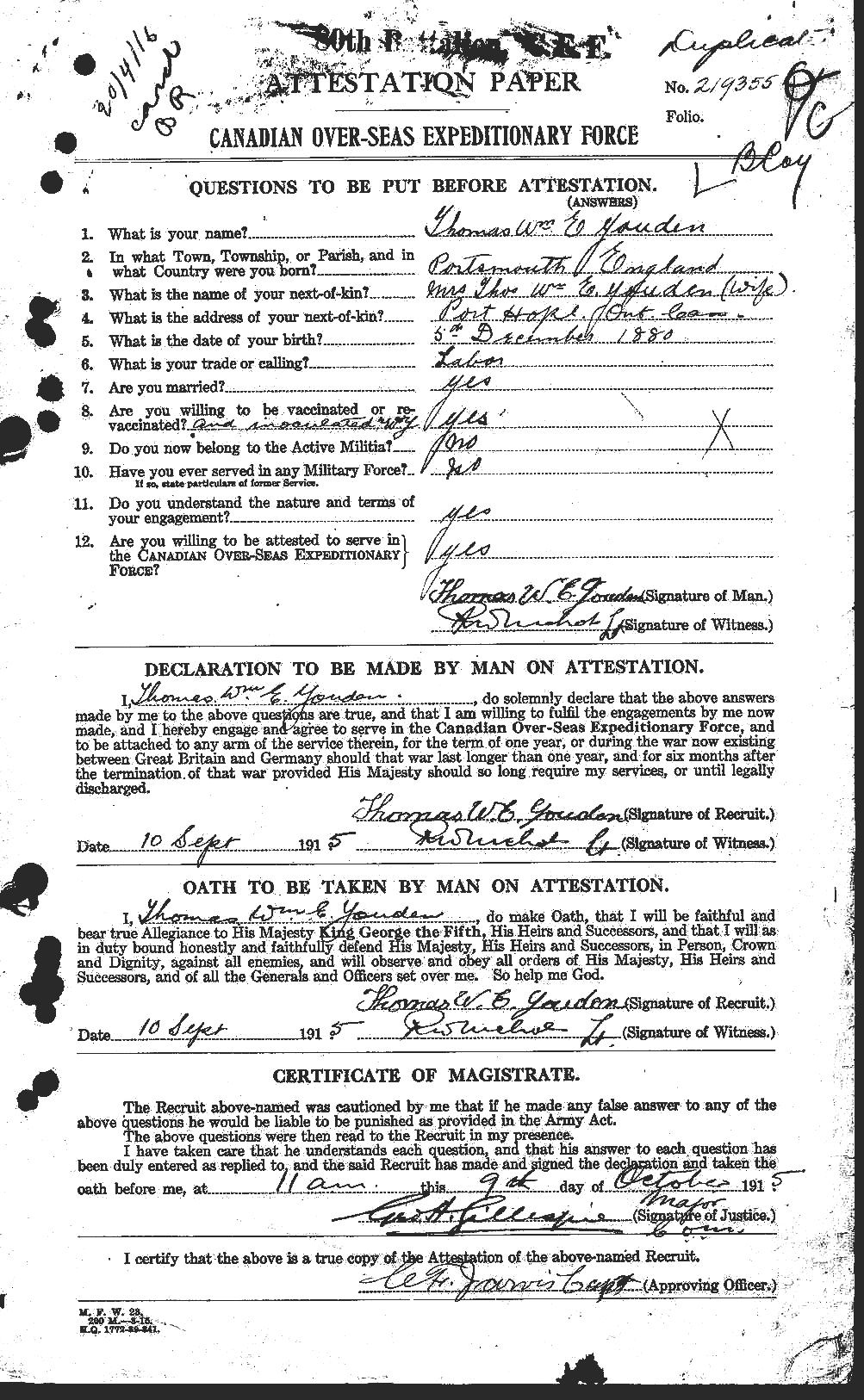 Personnel Records of the First World War - CEF 689087a