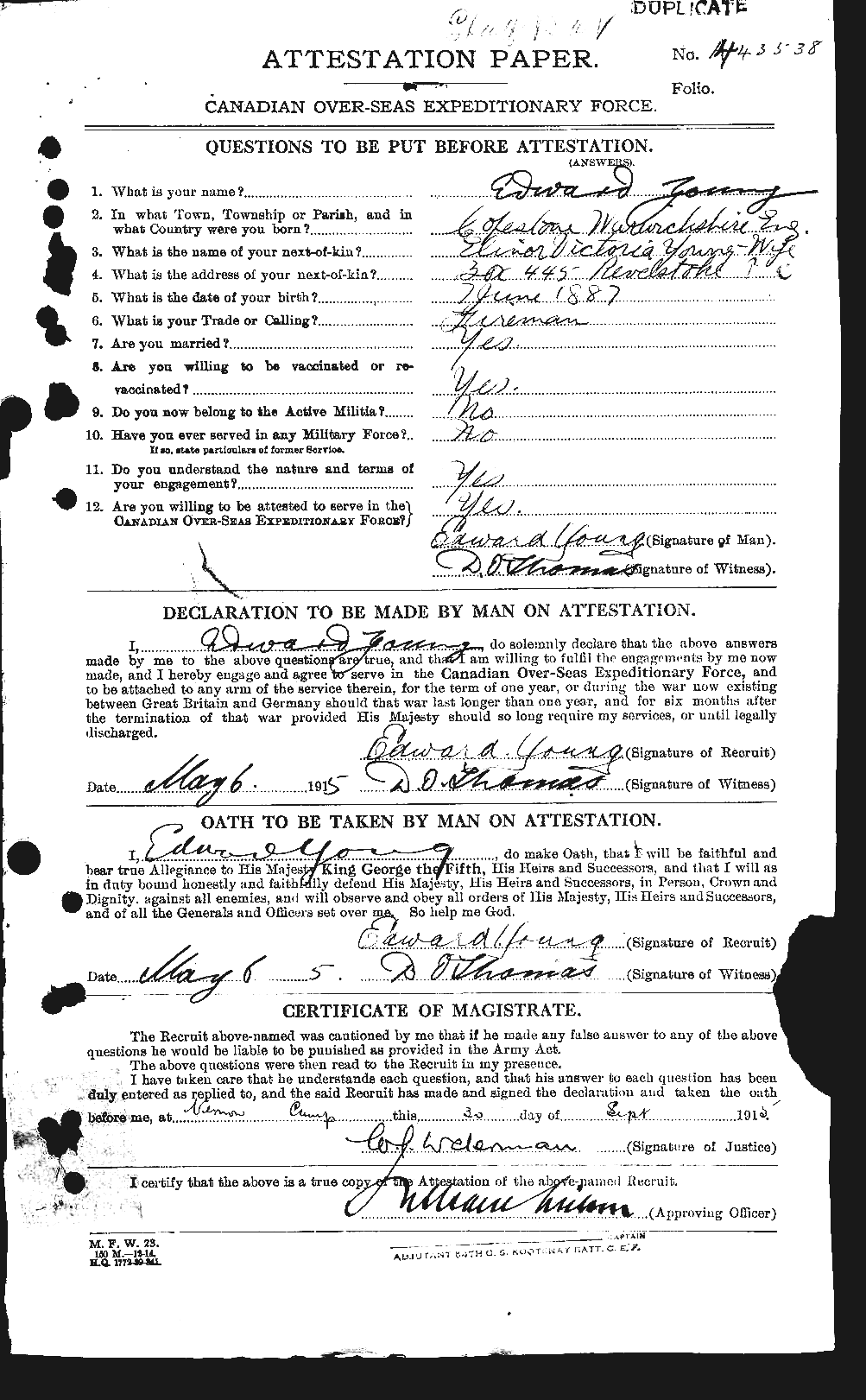 Personnel Records of the First World War - CEF 690233a
