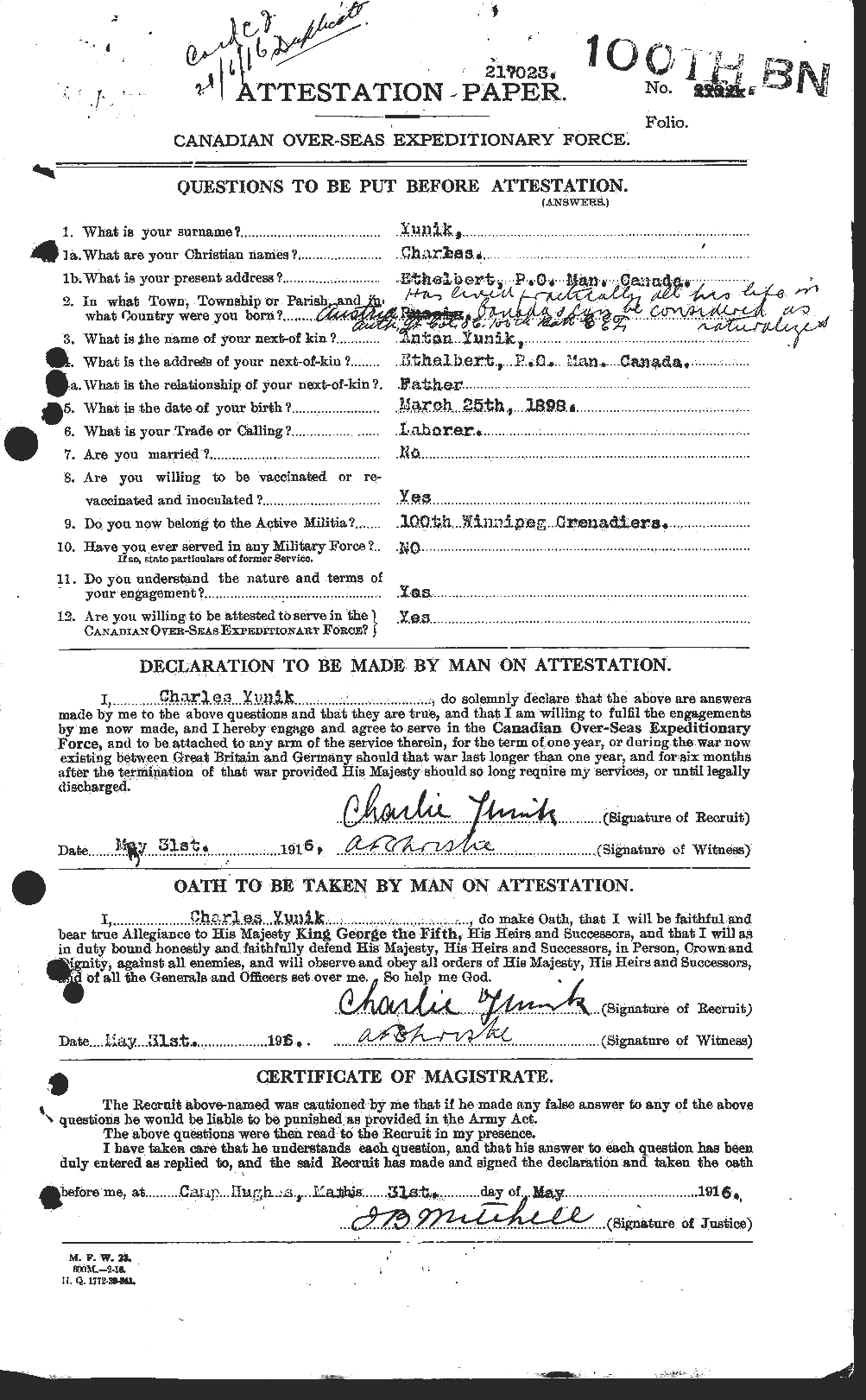Personnel Records of the First World War - CEF 690396a