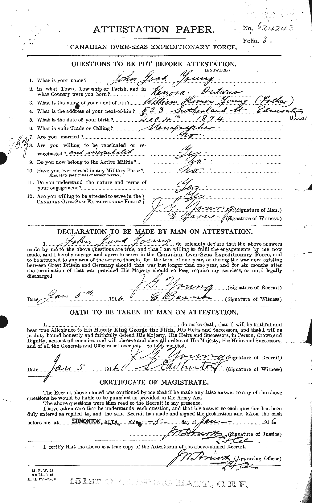 Personnel Records of the First World War - CEF 690761a