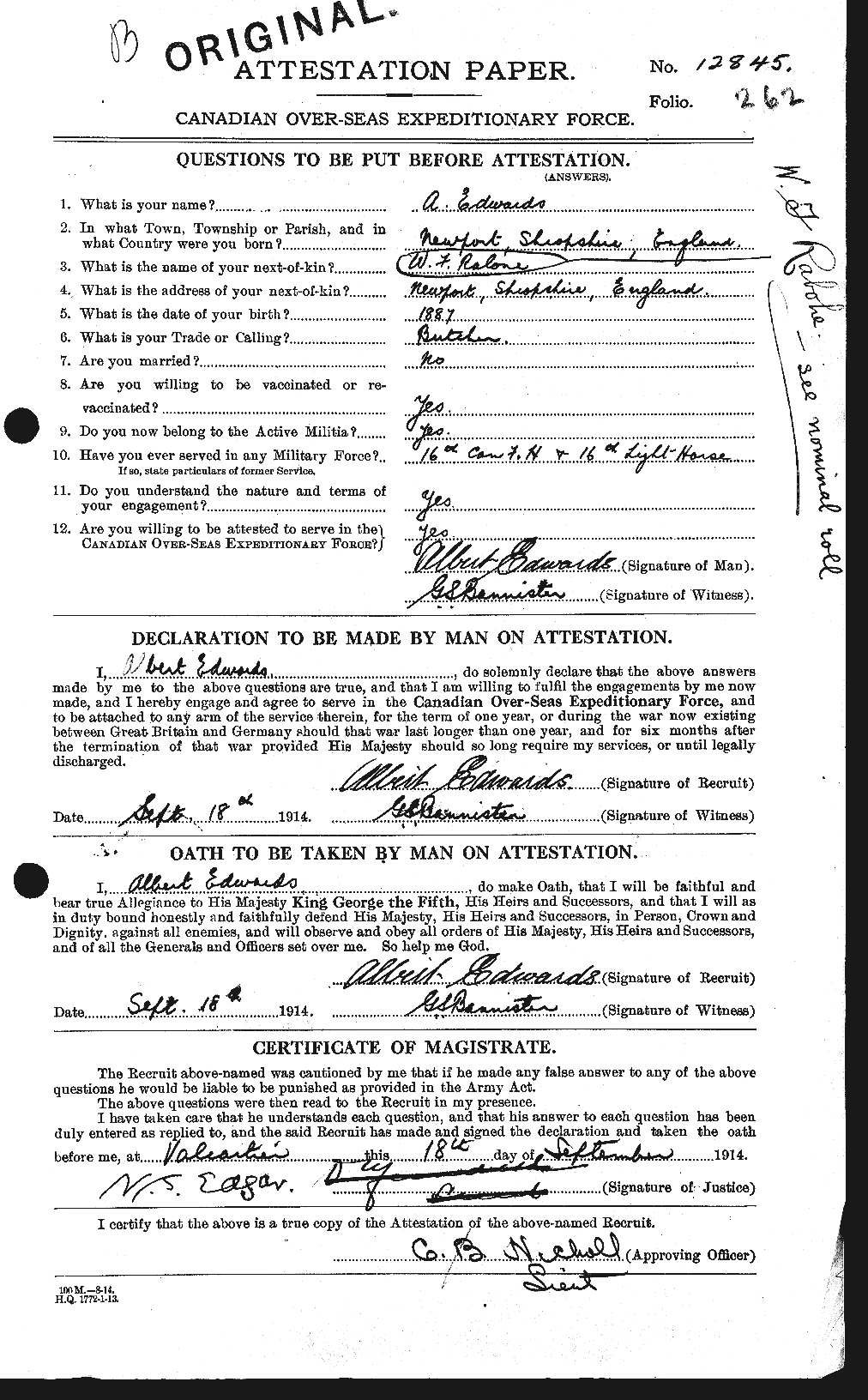 Personnel Records of the First World War - CEF 690991a