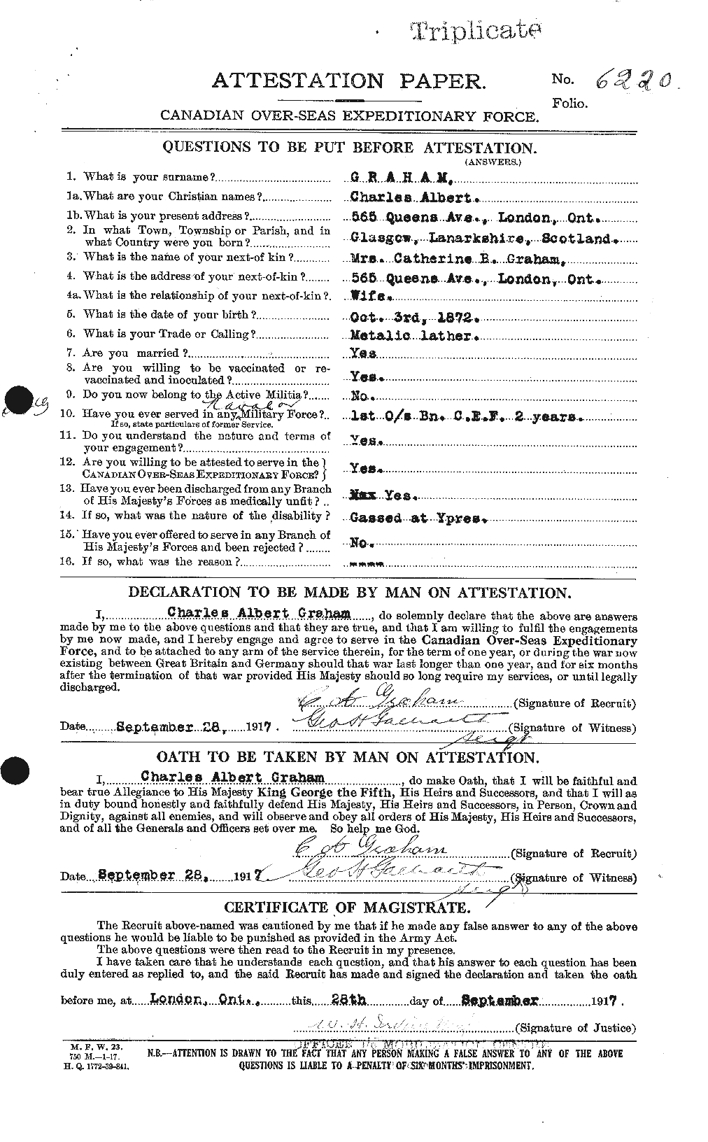 Personnel Records of the First World War - CEF 691143a