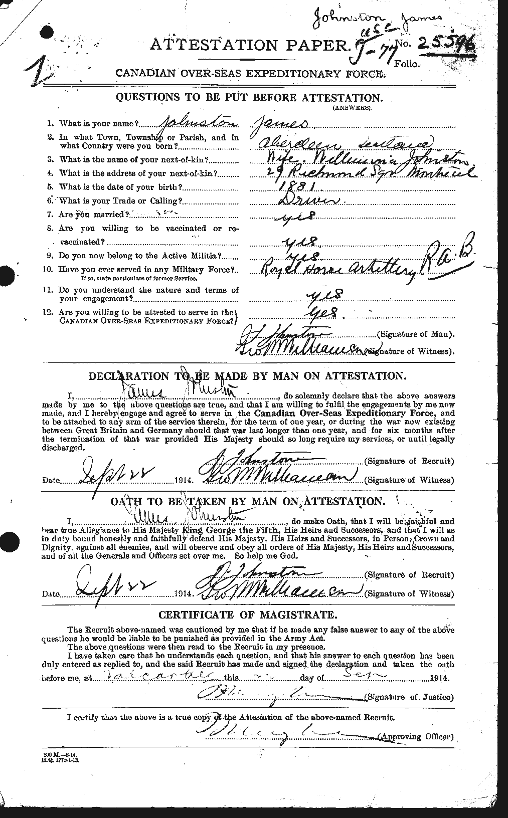Personnel Records of the First World War - CEF 691487a