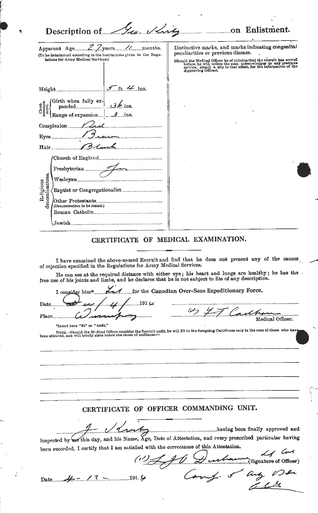 Dossiers du Personnel de la Première Guerre mondiale - CEC 691552b