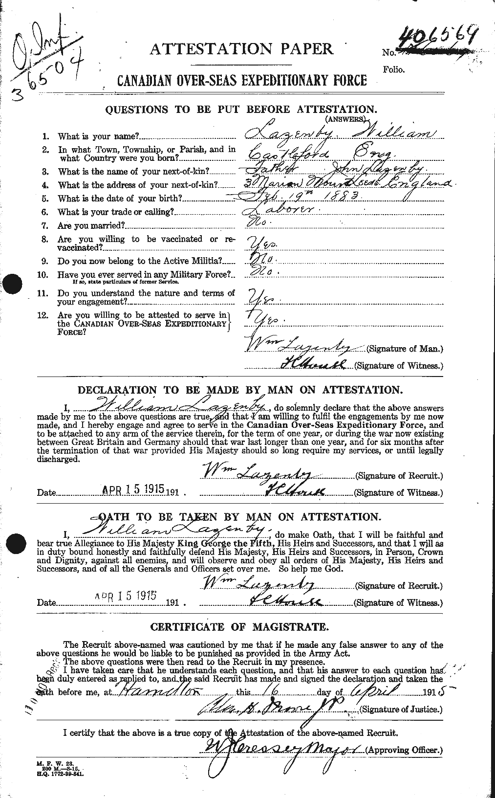 Personnel Records of the First World War - CEF 691602a