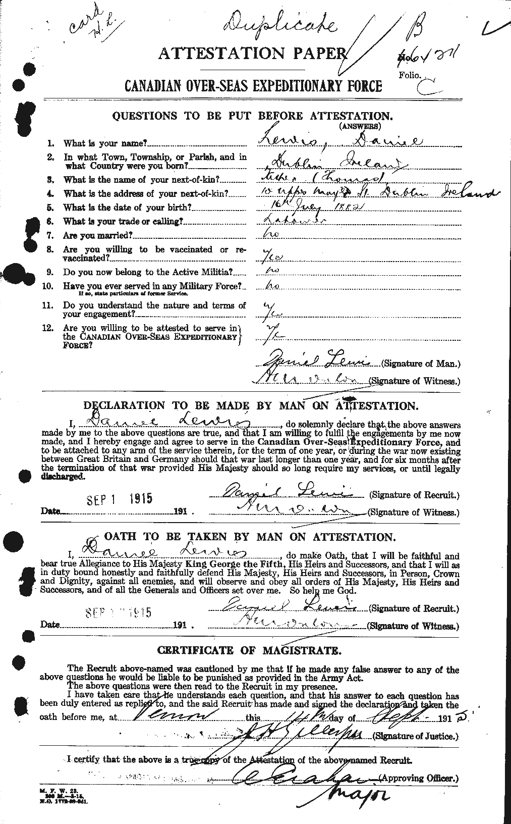 Personnel Records of the First World War - CEF 691617a