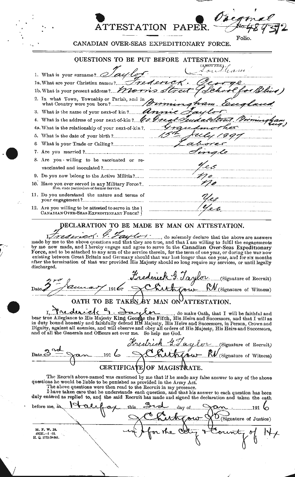 Personnel Records of the First World War - CEF 692054a