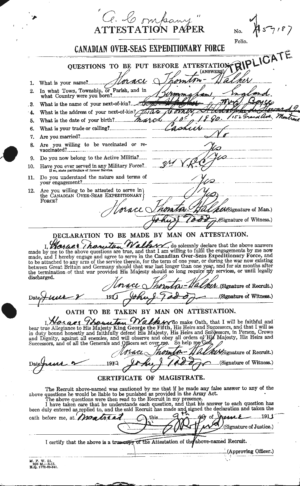 Personnel Records of the First World War - CEF 692085a