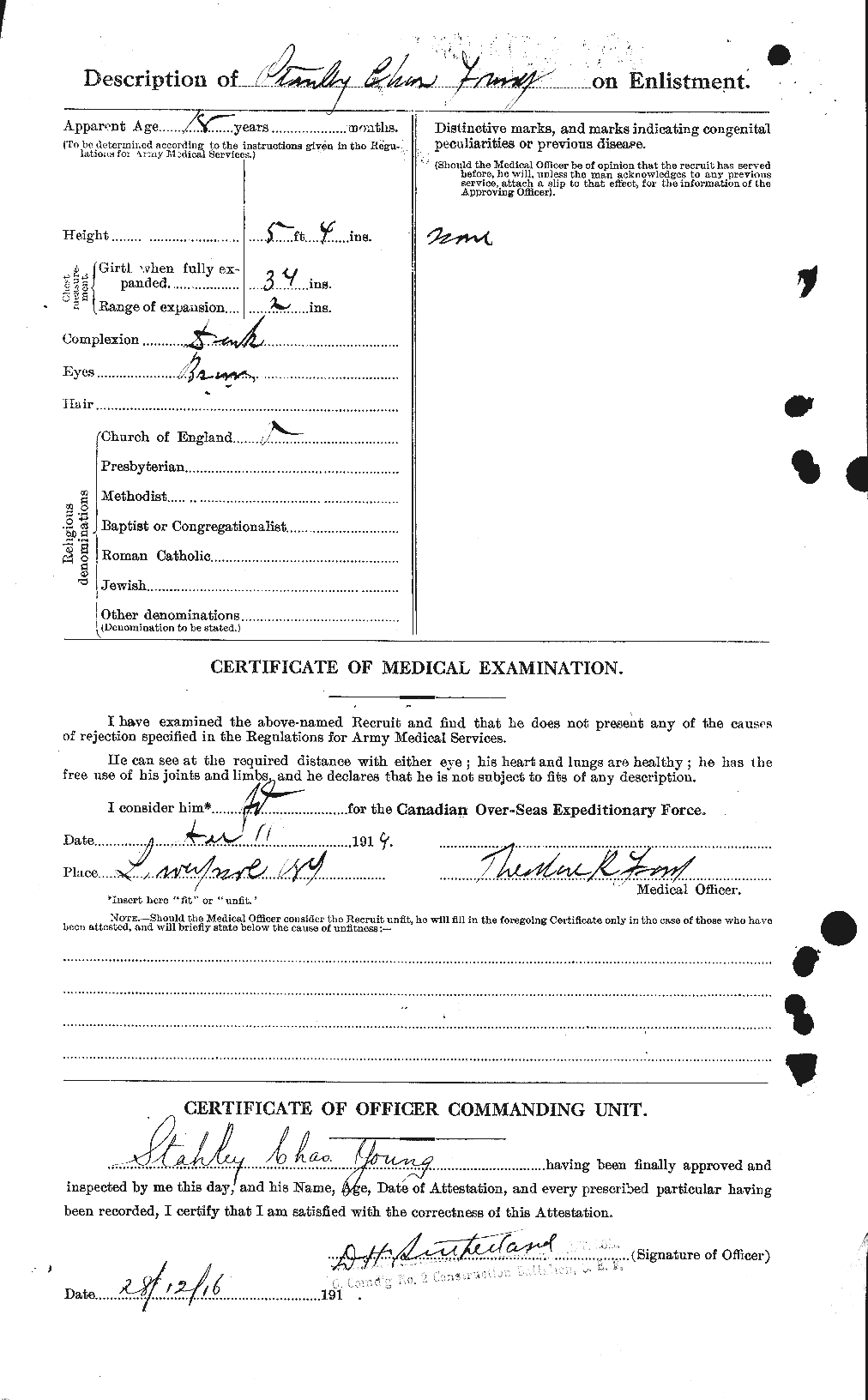 Dossiers du Personnel de la Première Guerre mondiale - CEC 692303b