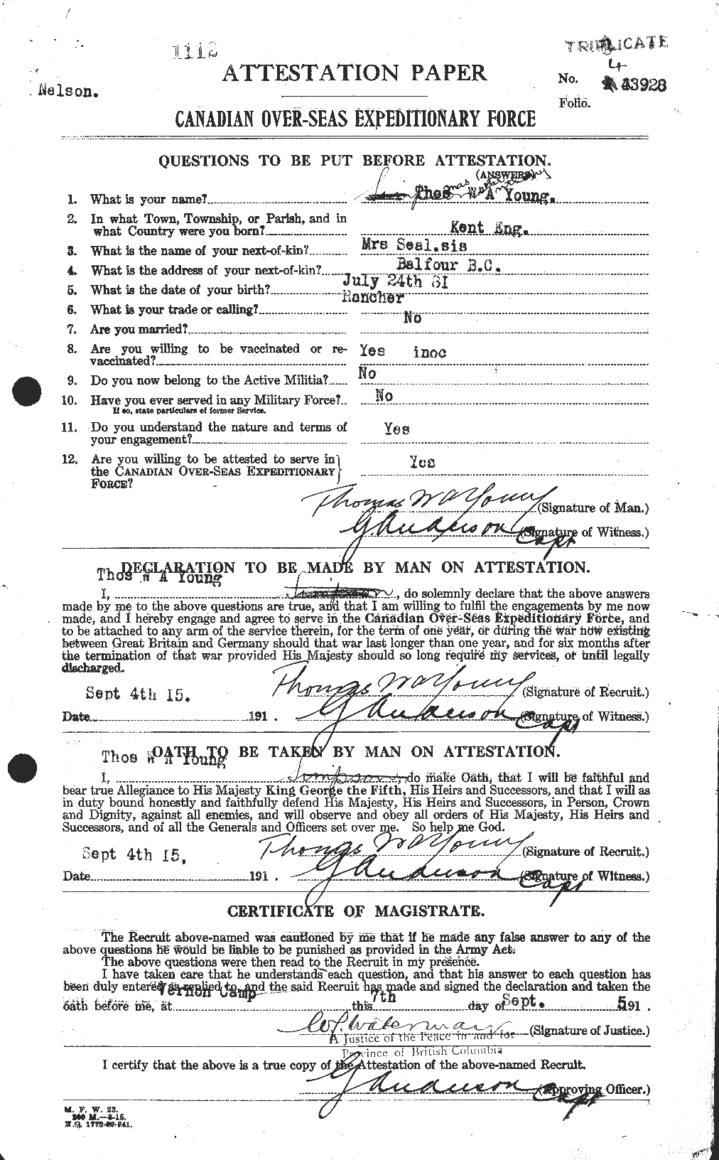 Personnel Records of the First World War - CEF 692417a