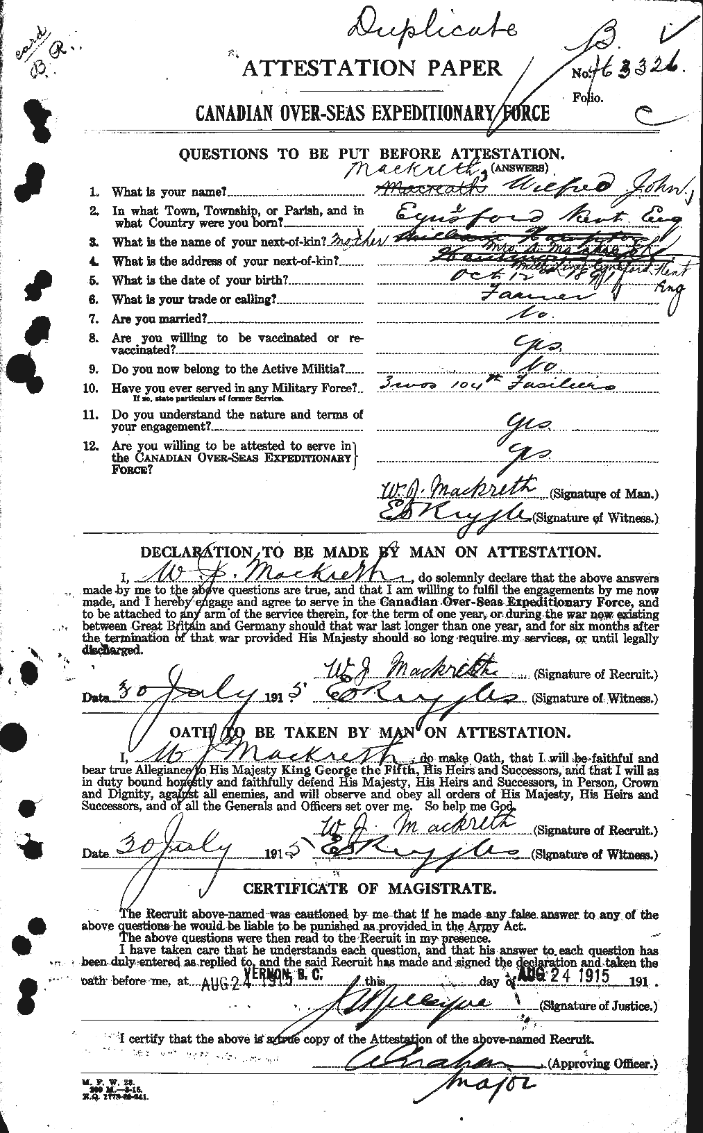 Personnel Records of the First World War - CEF 692452a