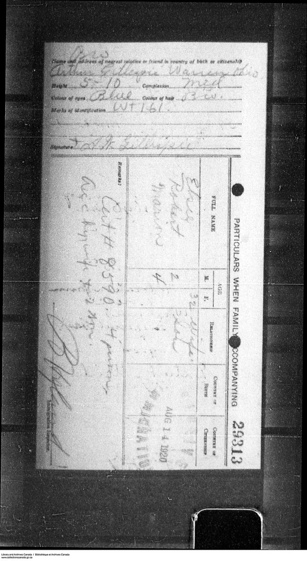 Border Entry, Form 30, 1919-1924 - Image 4637300