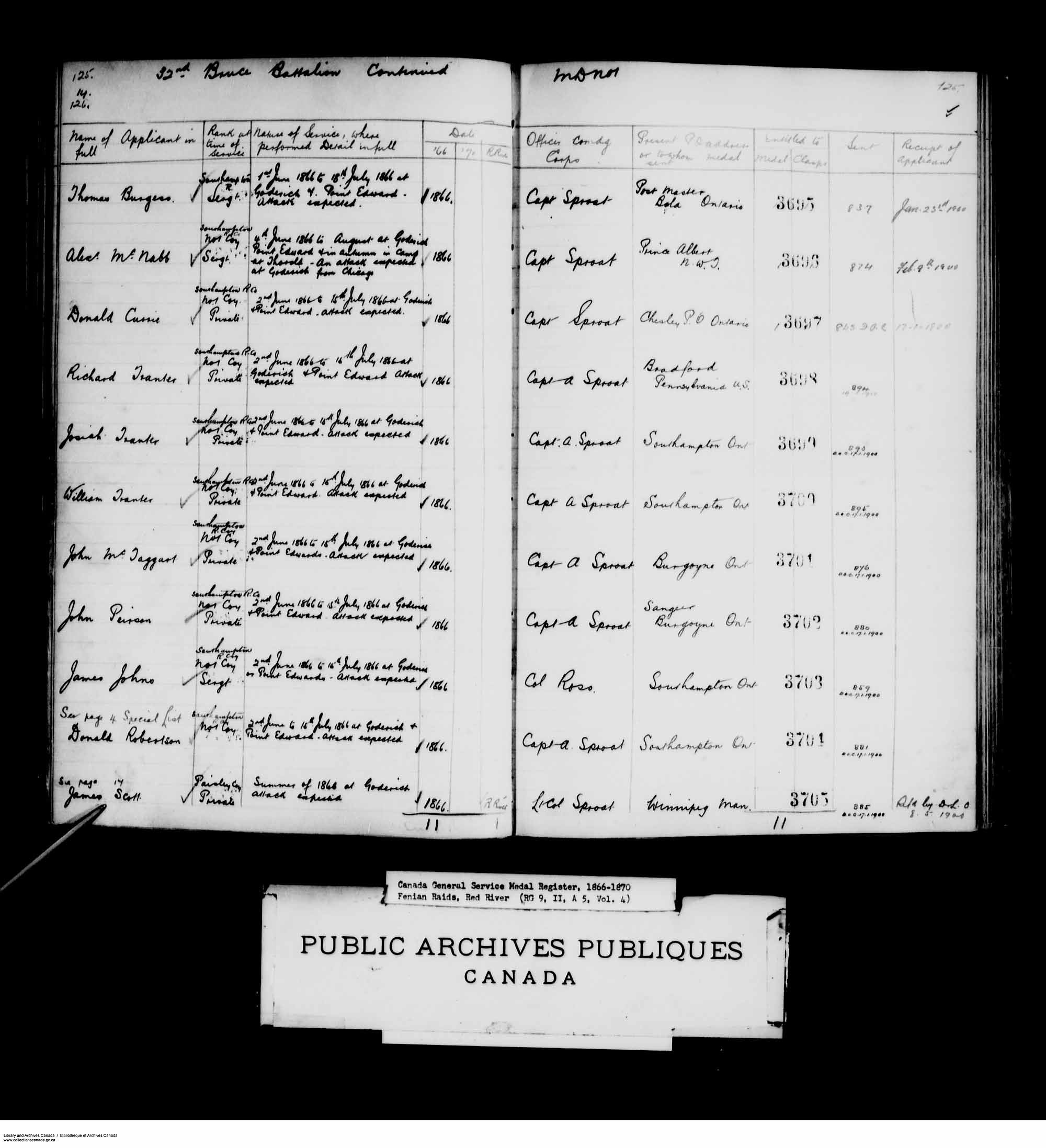Digitized page of Medals, Honours and Awards for Image No.: e008681812