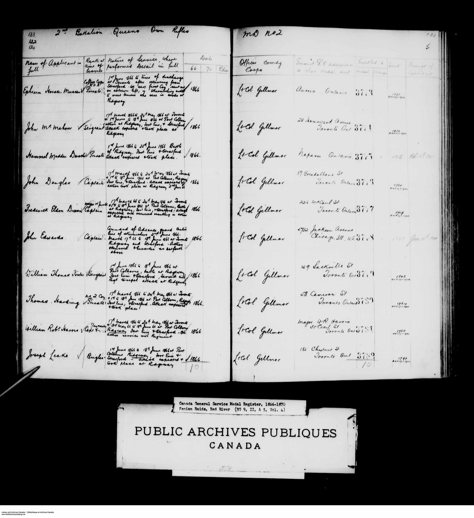 Digitized page of Medals, Honours and Awards for Image No.: e008681820