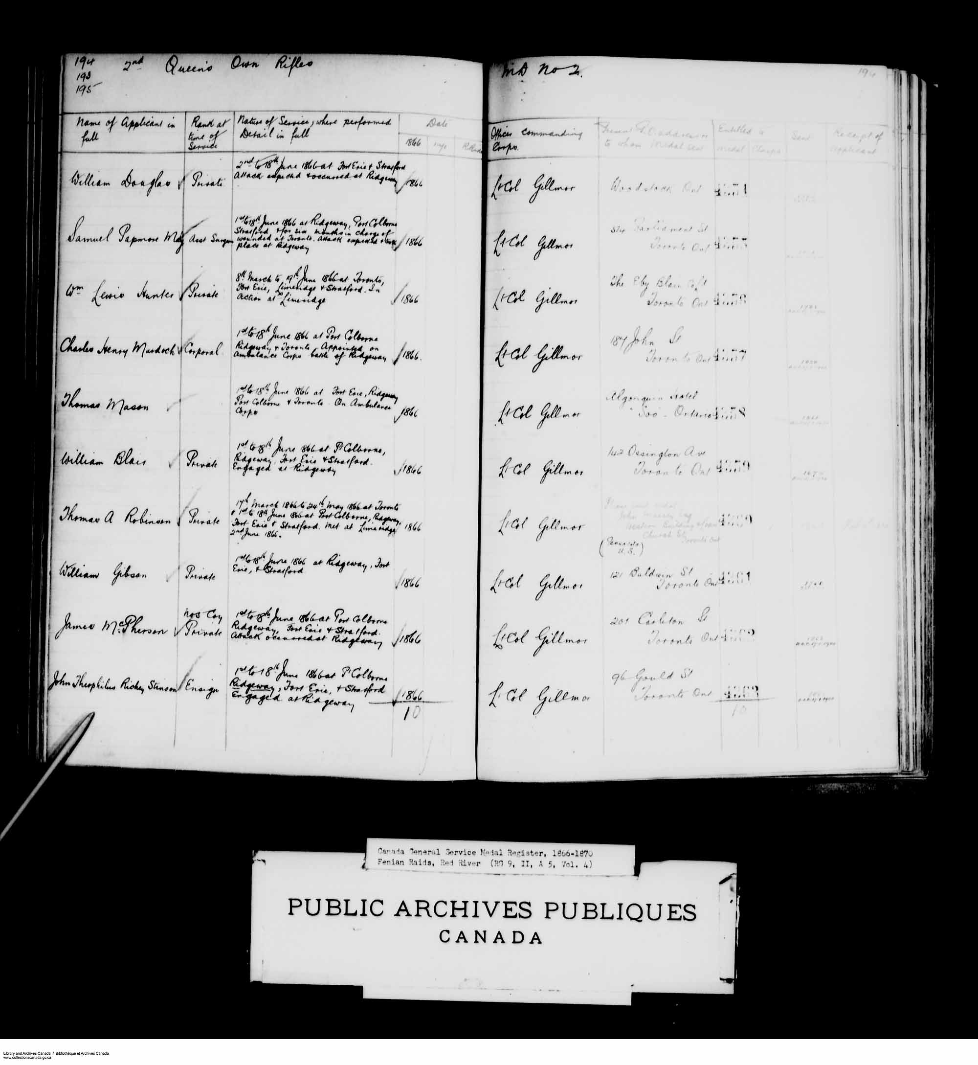 Digitized page of Medals, Honours and Awards for Image No.: e008681881