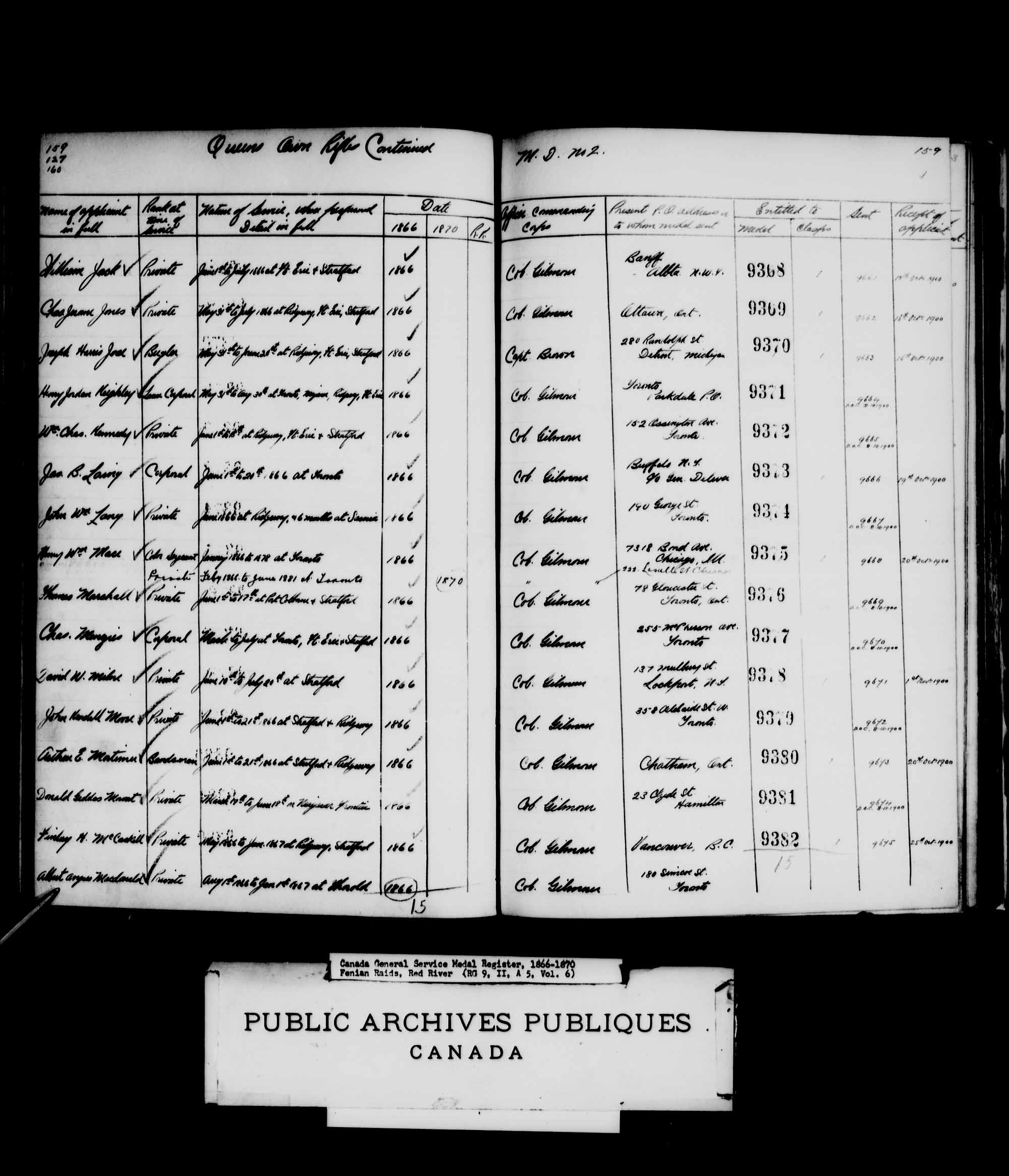Digitized page of Medals, Honours and Awards for Image No.: e008682512