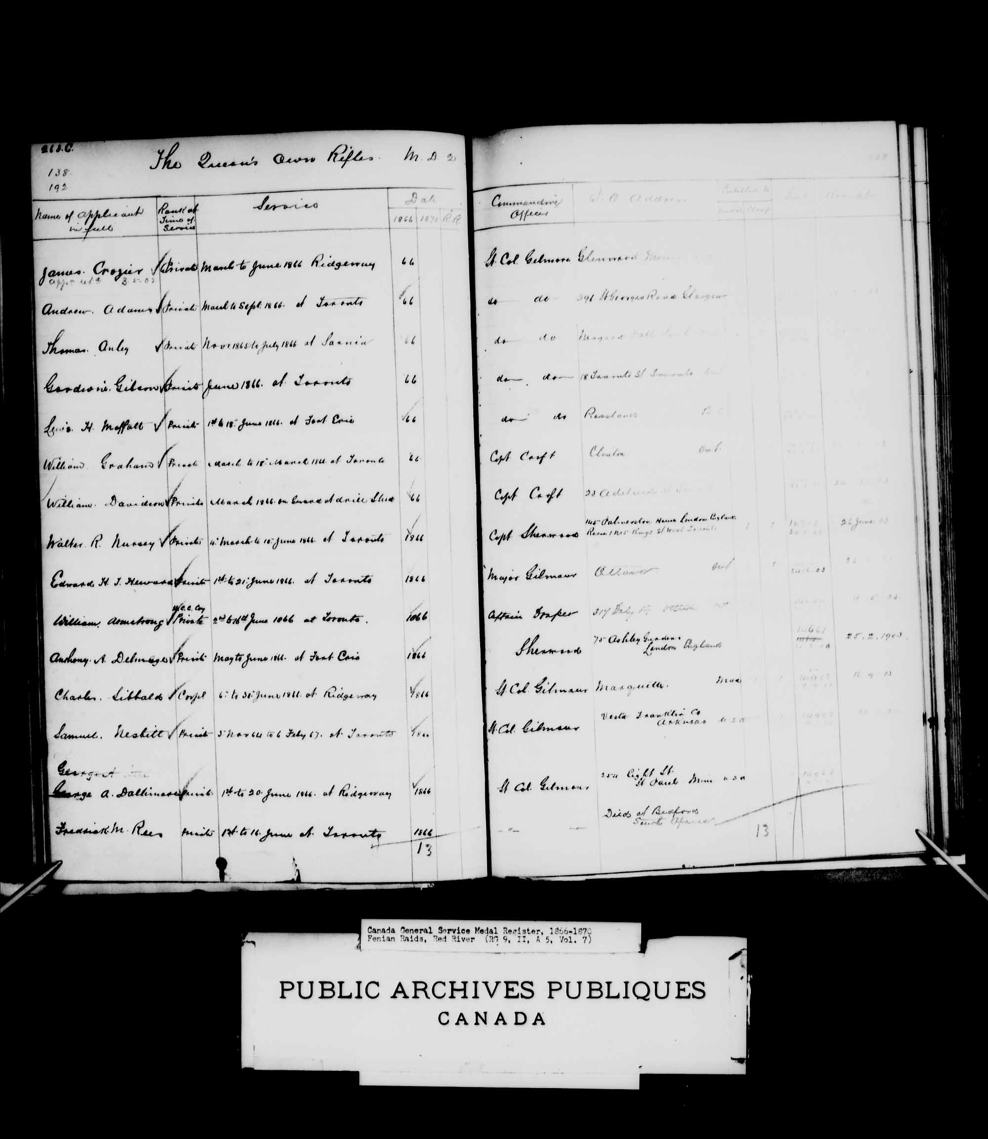 Digitized page of Medals, Honours and Awards for Image No.: e008682846